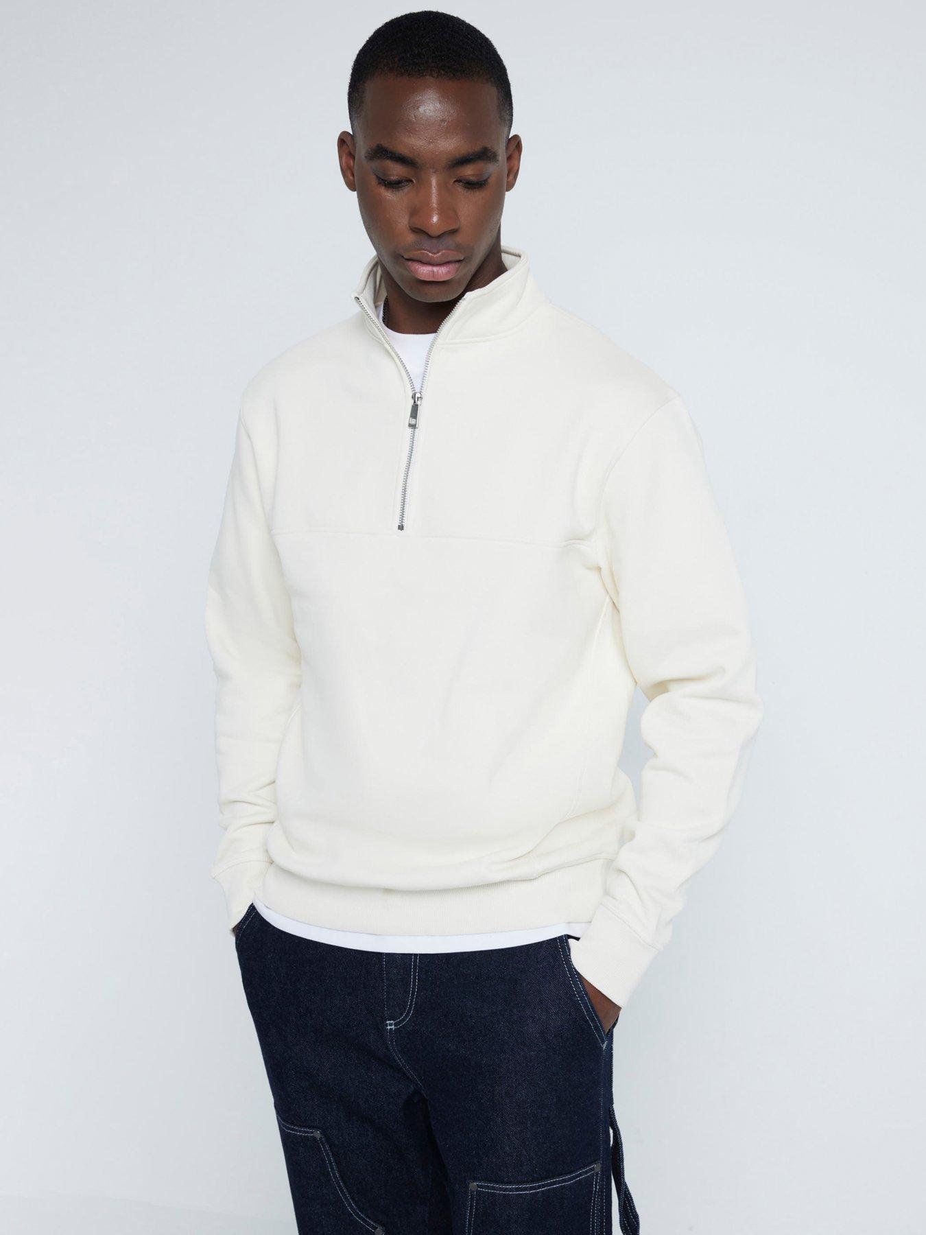 undefined Essential Funnel 1/4 Zip Sweat Top - Cream
