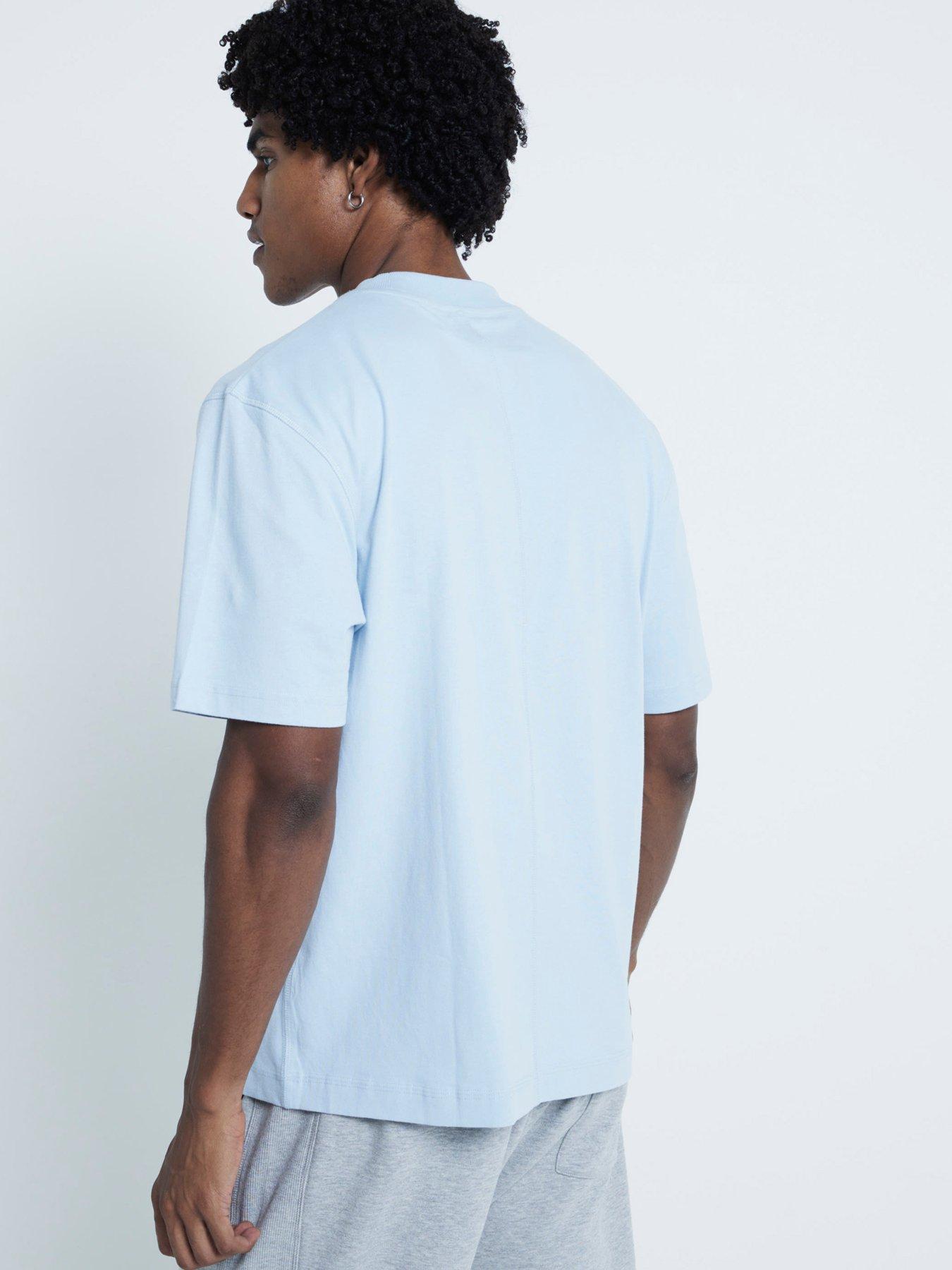 Image 2 of 6 of River Island Short Sleeve RI Studio Regular Fit T-Shirt - Light Blue