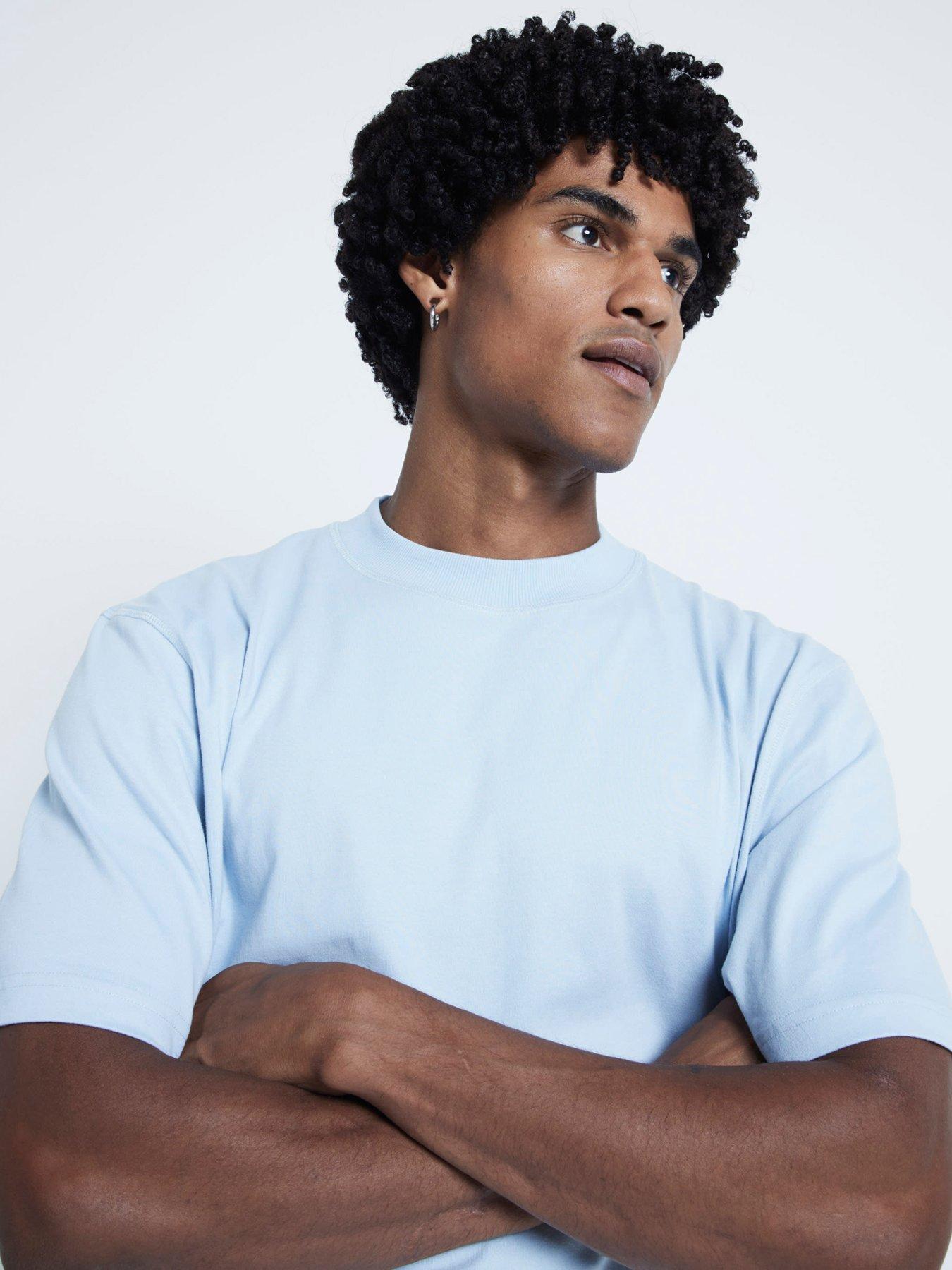 Image 4 of 6 of River Island Short Sleeve RI Studio Regular Fit T-Shirt - Light Blue