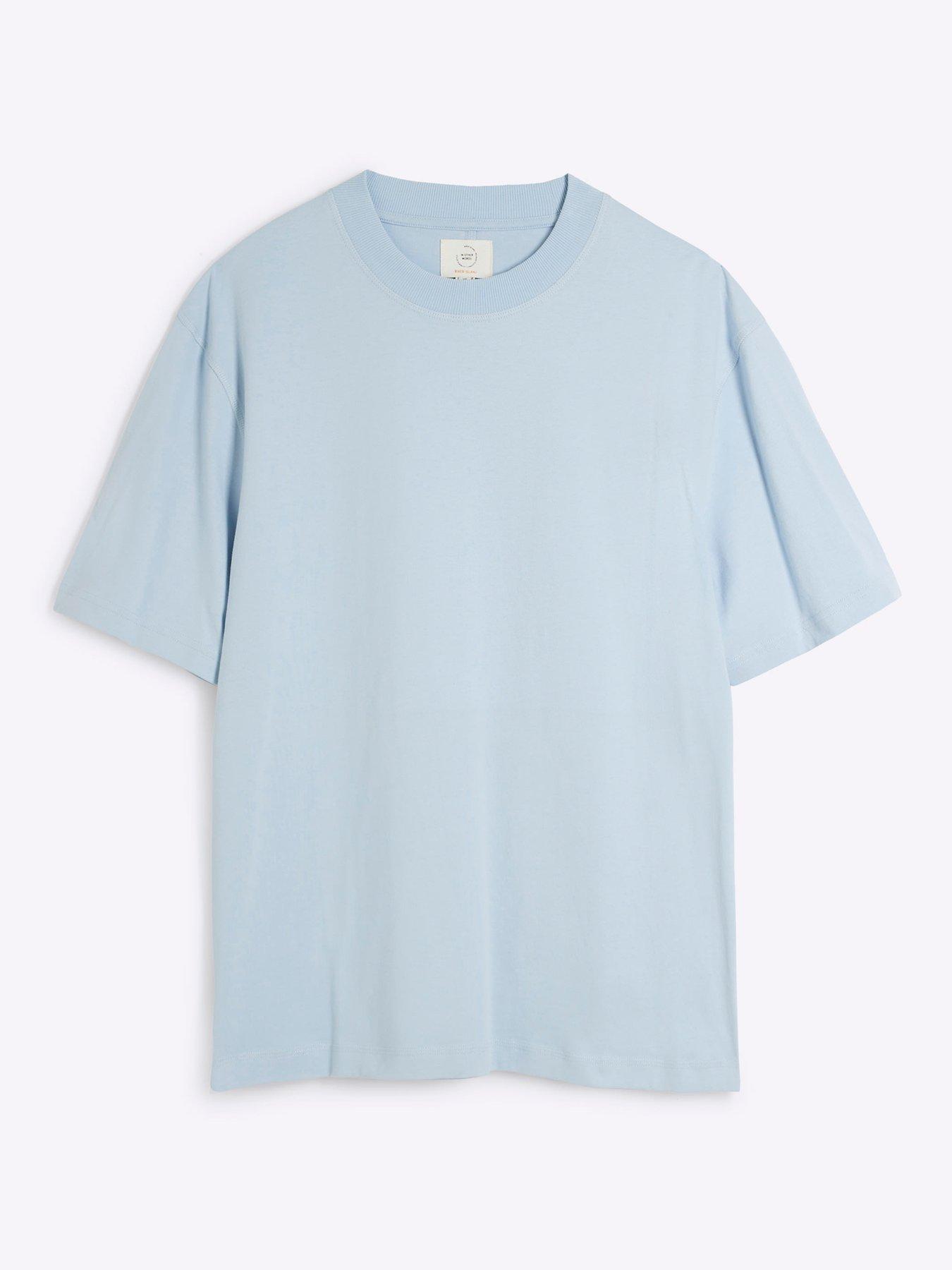Image 5 of 6 of River Island Short Sleeve RI Studio Regular Fit T-Shirt - Light Blue