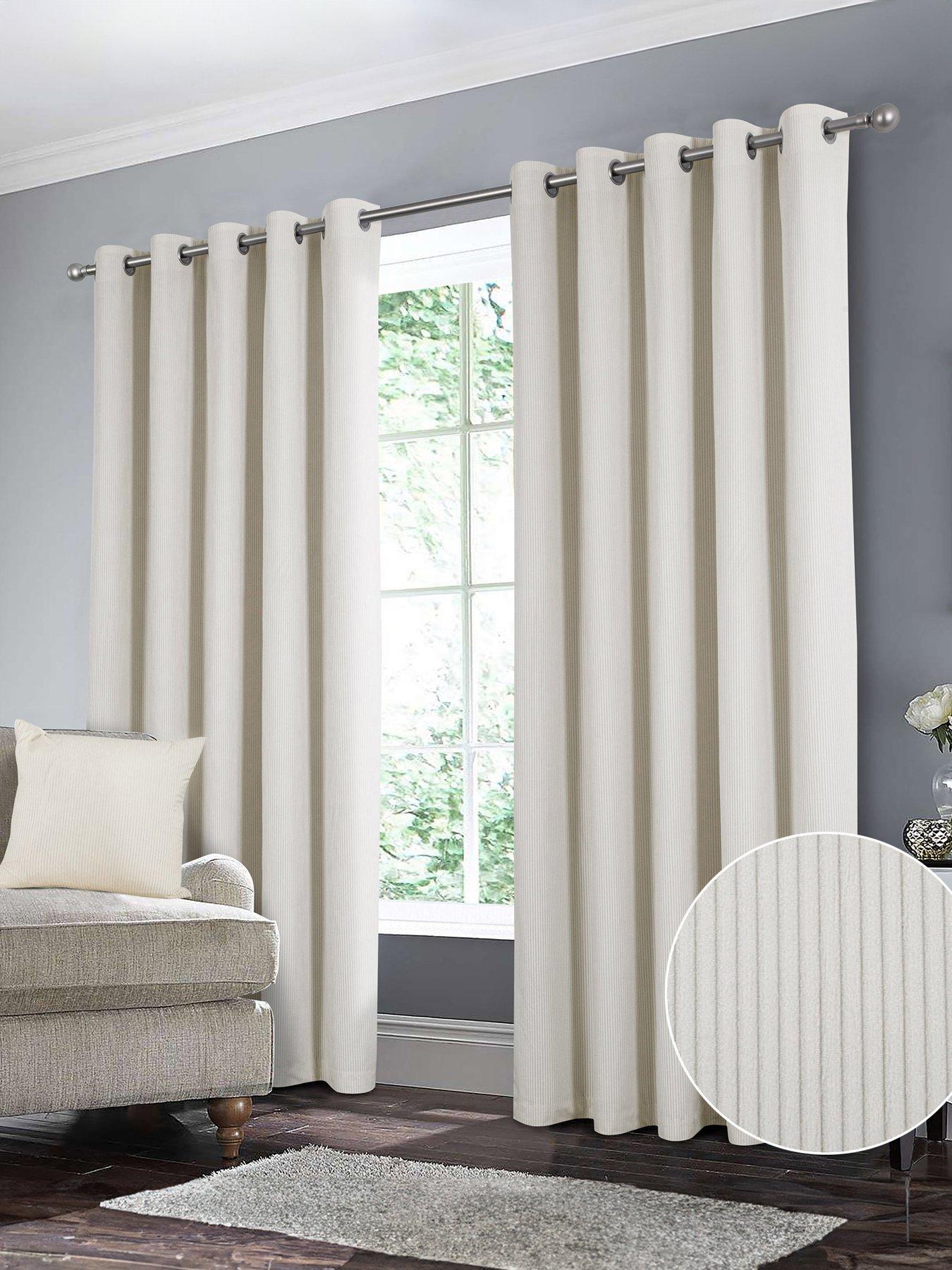 Product photograph of Very Home Linnea Cord Thermal Blackout Eyelet Curtains from very.co.uk