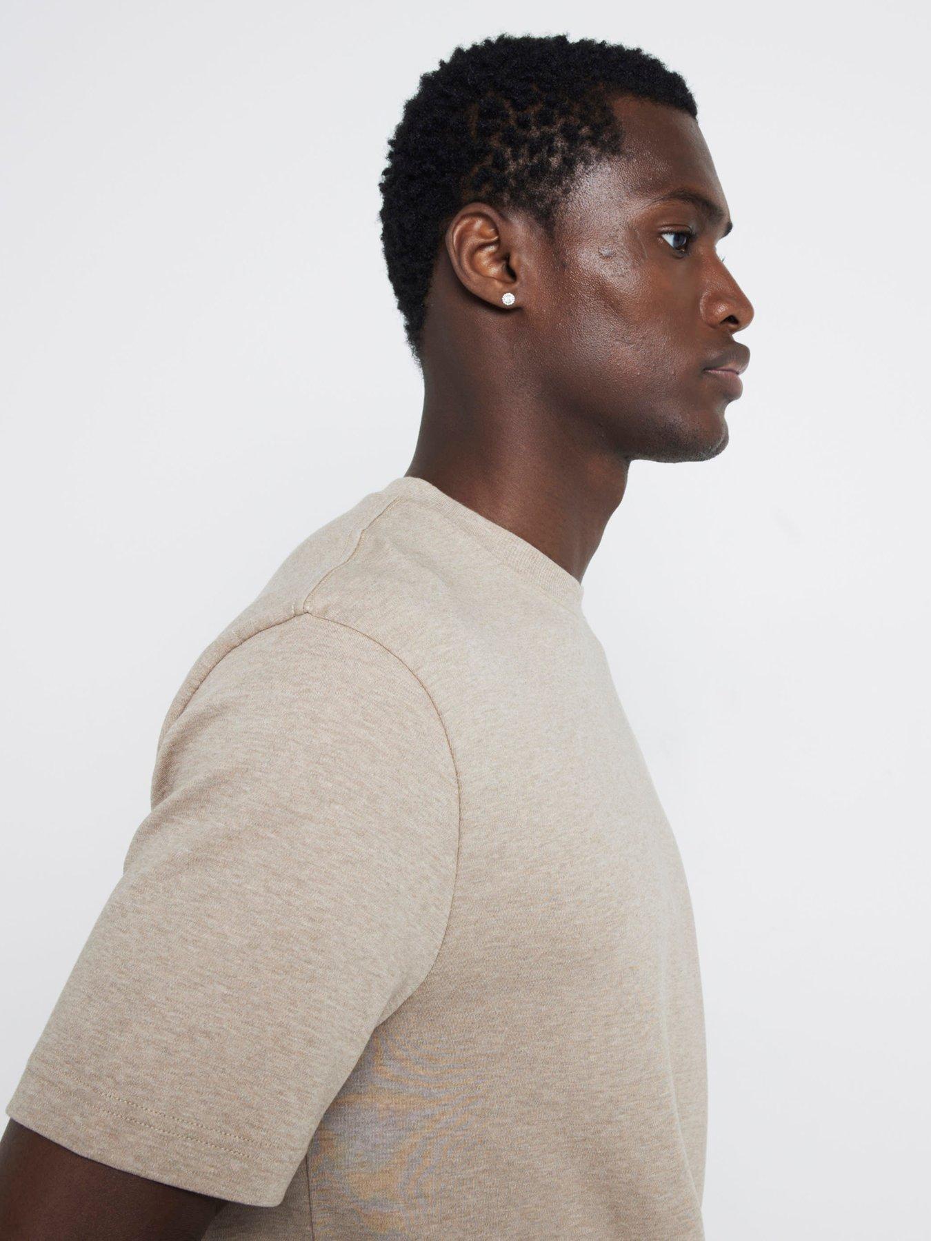 Image 4 of 6 of River Island Short Sleeve RI Studio Slim T-Shirt - Cream