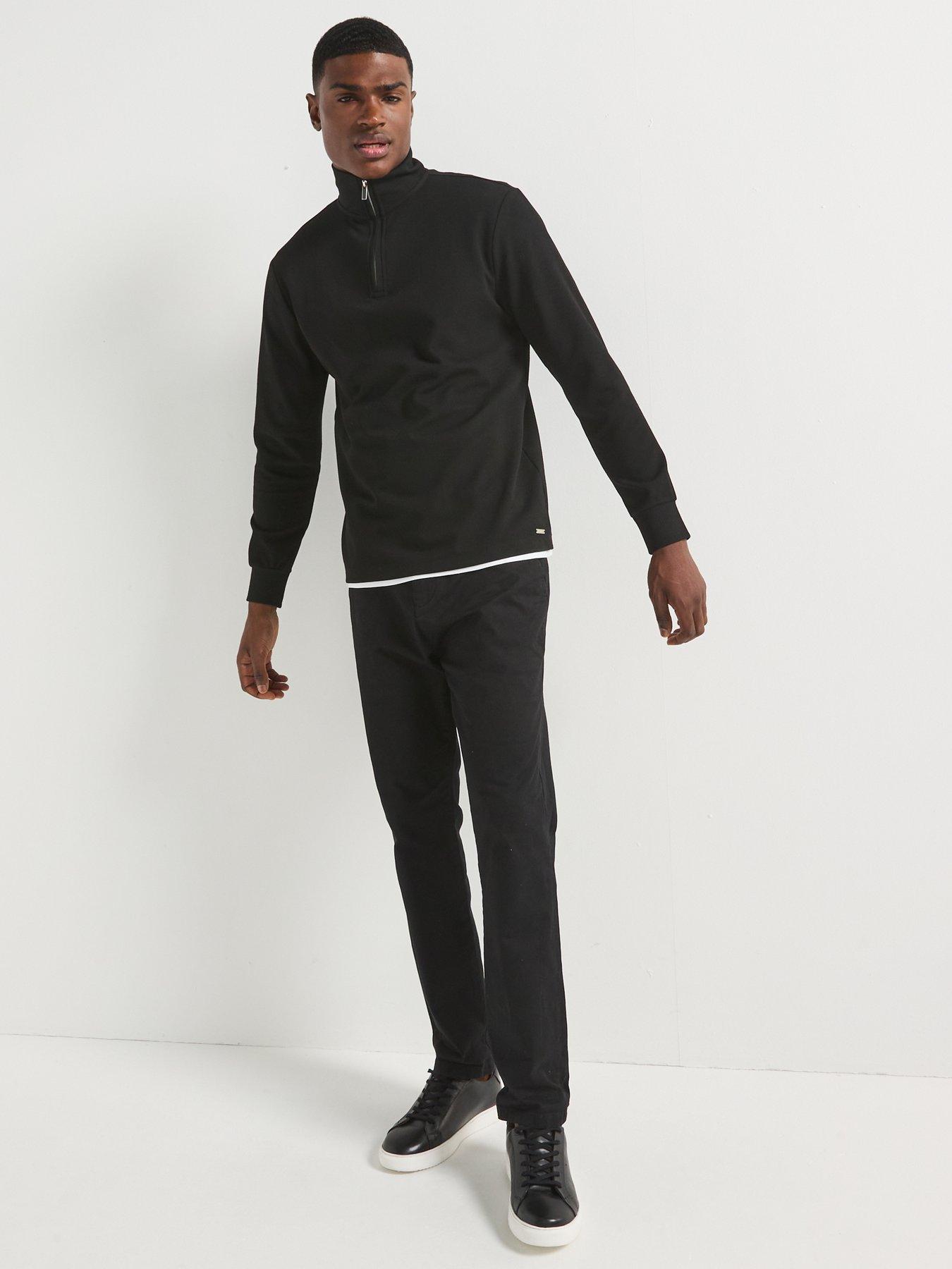Image 3 of 6 of River Island Slim Fit Smart Pique 1/2 Zip Sweat Top - Black