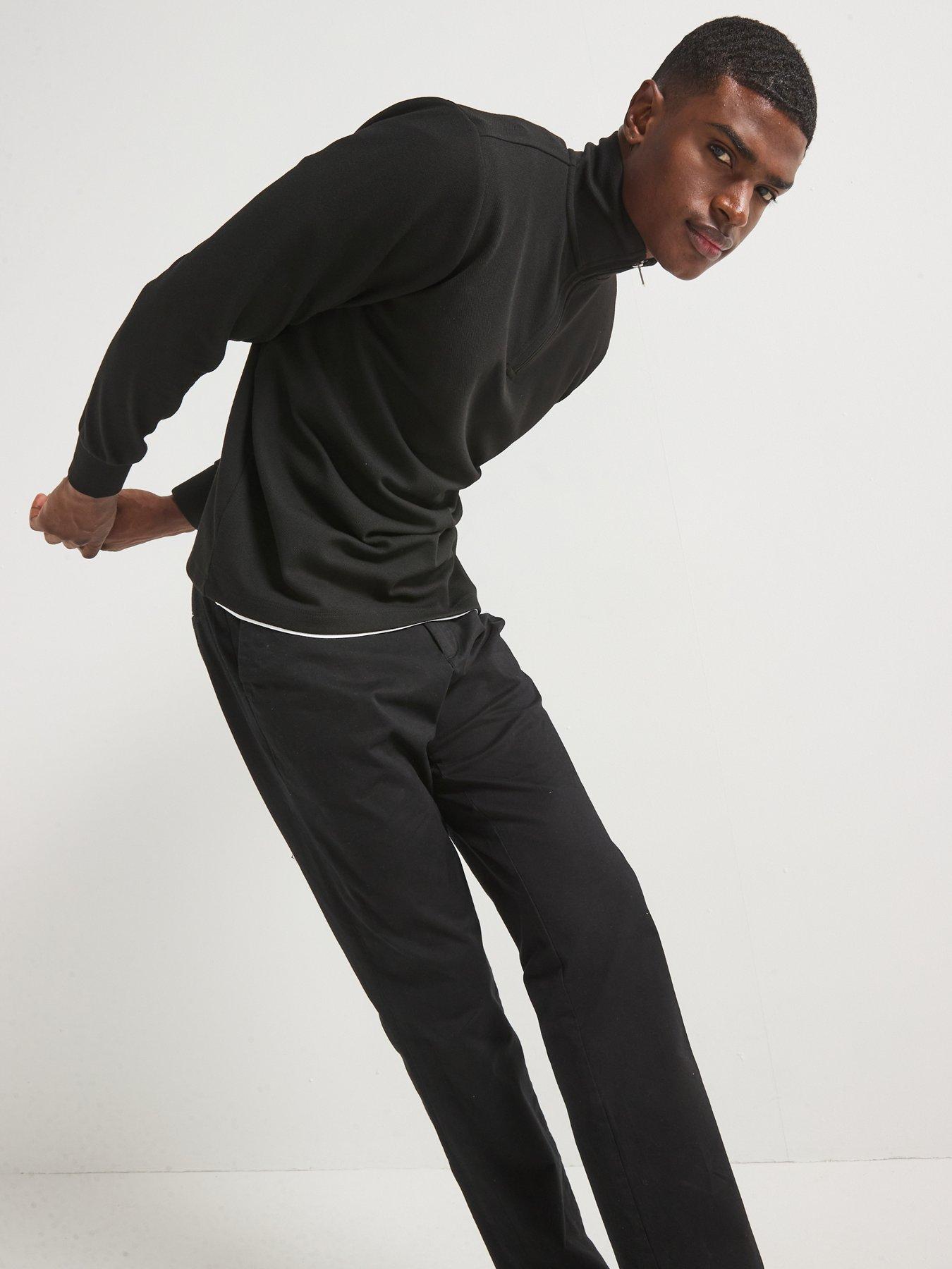 Image 6 of 6 of River Island Slim Fit Smart Pique 1/2 Zip Sweat Top - Black