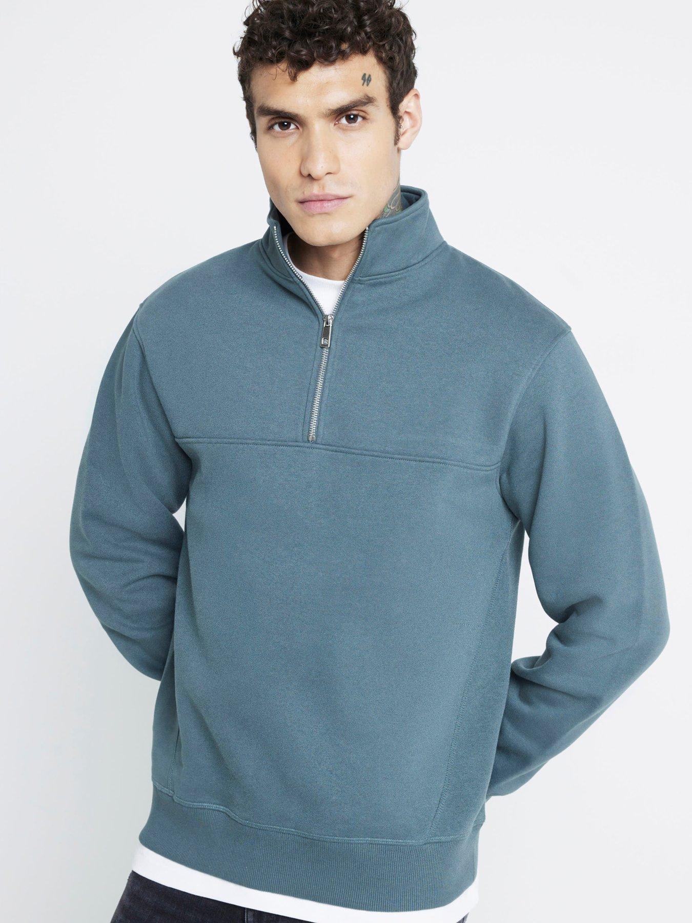 undefined Quarter Zip High Neck Sweatshirt - Teal