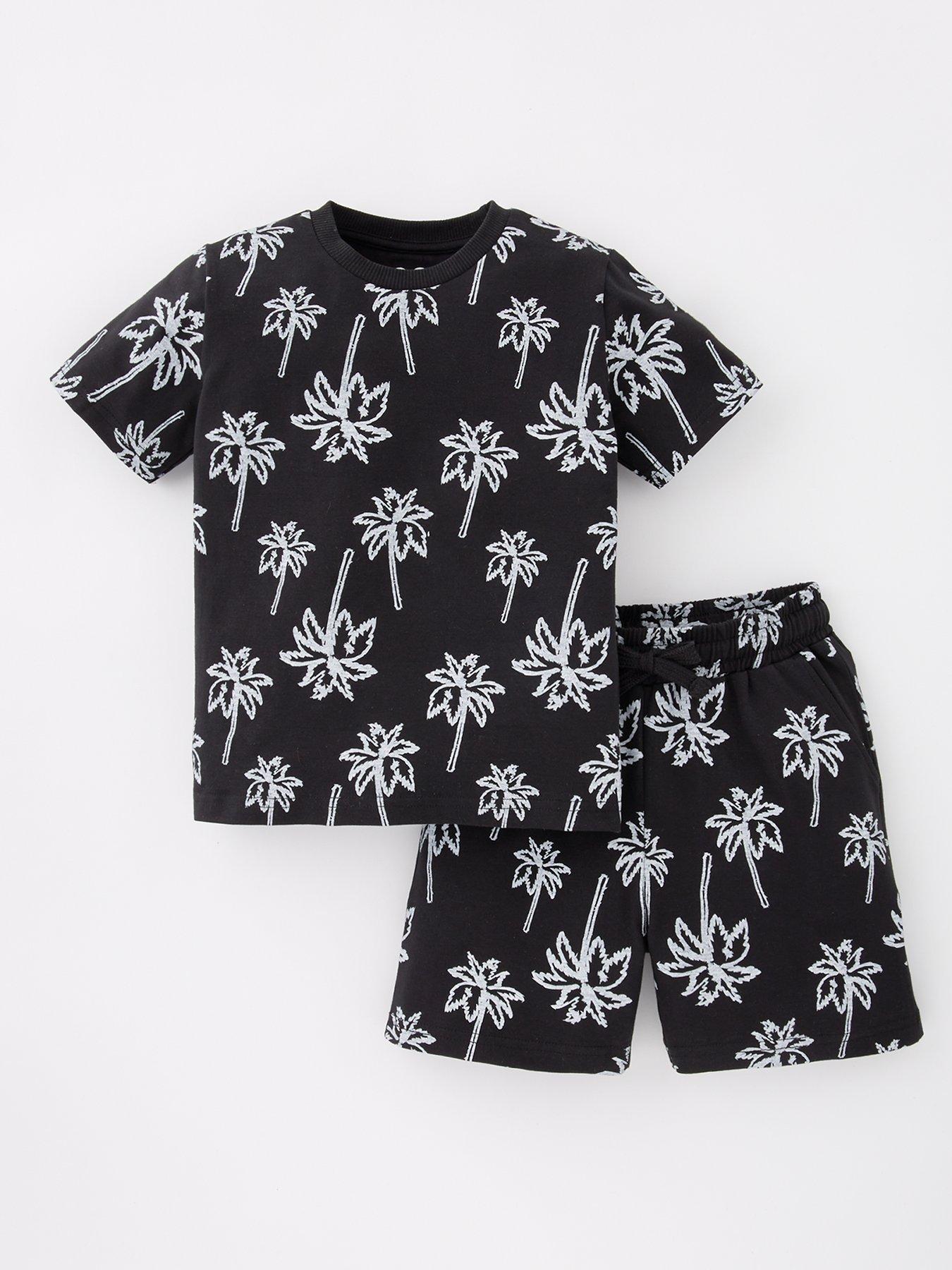 undefined Boys Mono Palm Tree T-Shirt And Short Set - Multi