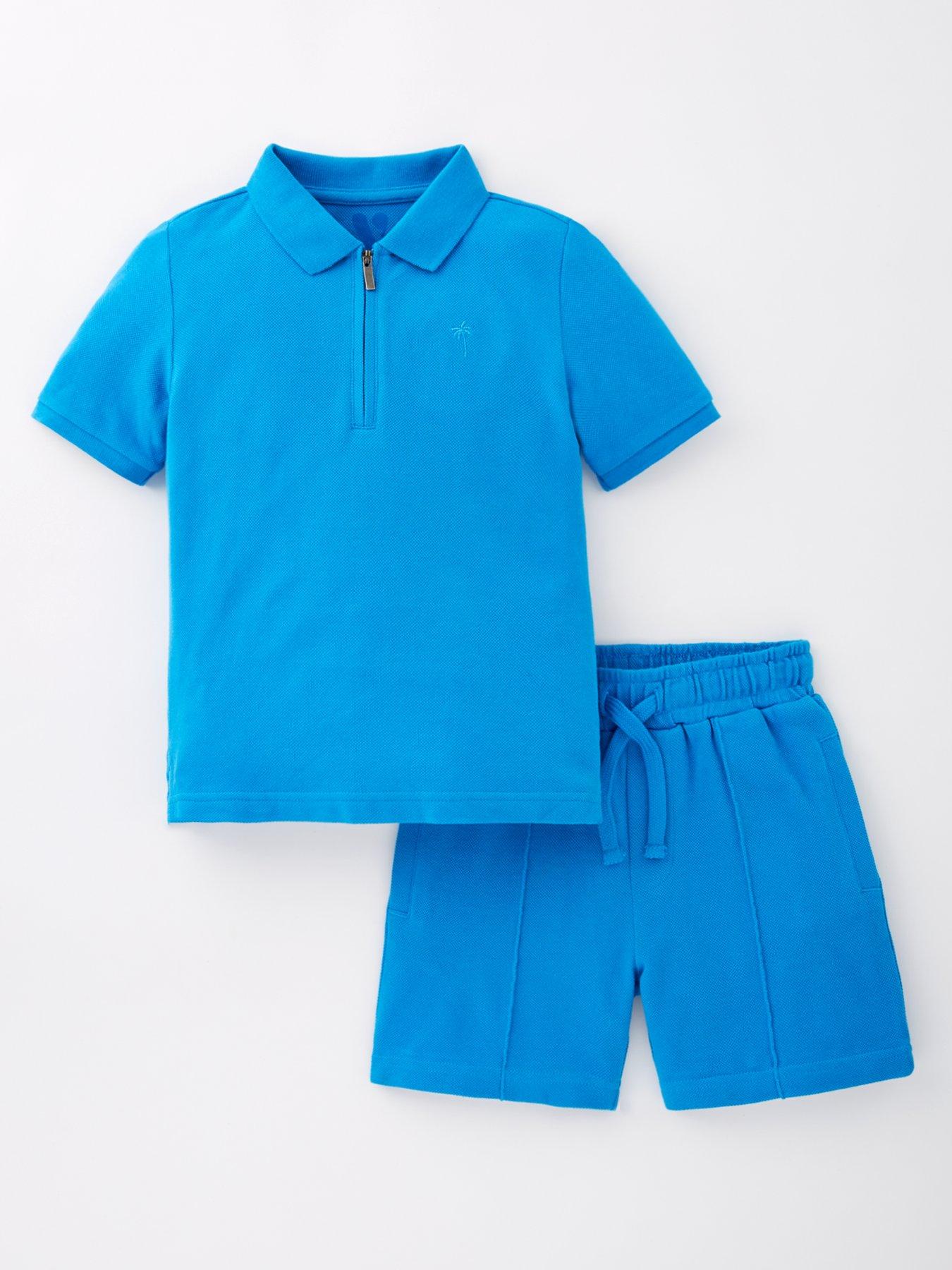 undefined Boys Pique Polo And Short Set - Blue