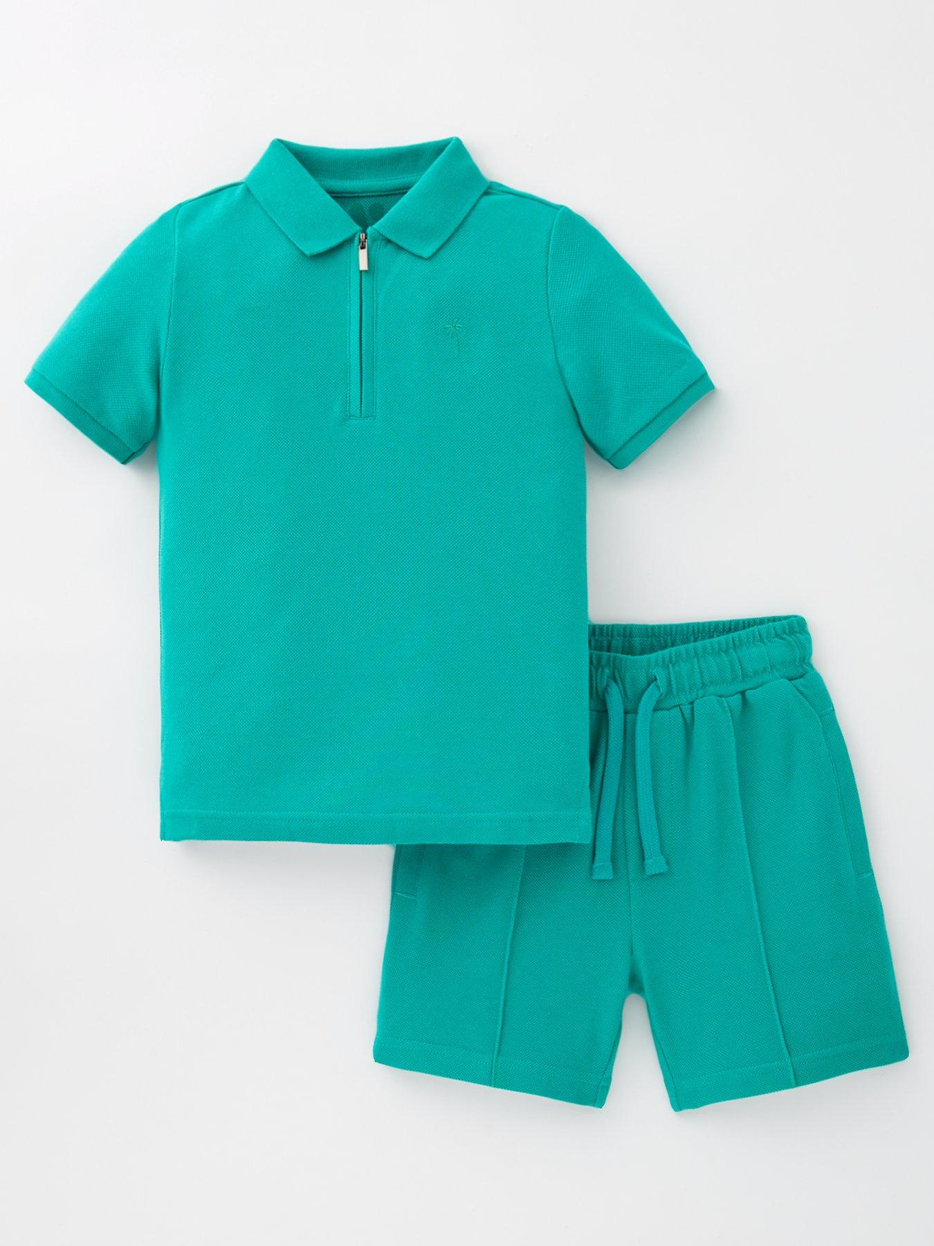 undefined Boys Pique Polo And Short Set - Green