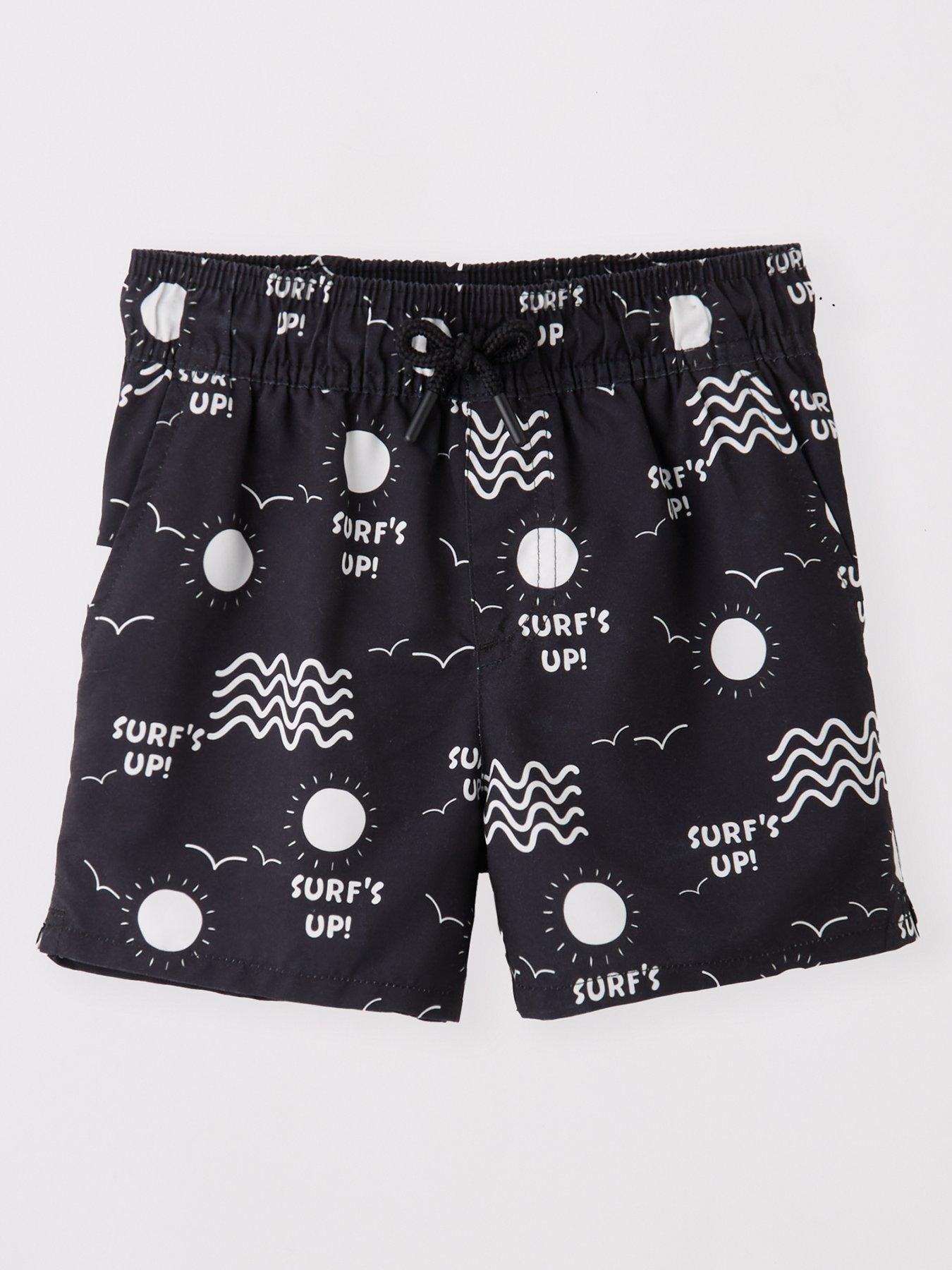 undefined Boys Surfs Up Swim Shorts - Black/White
