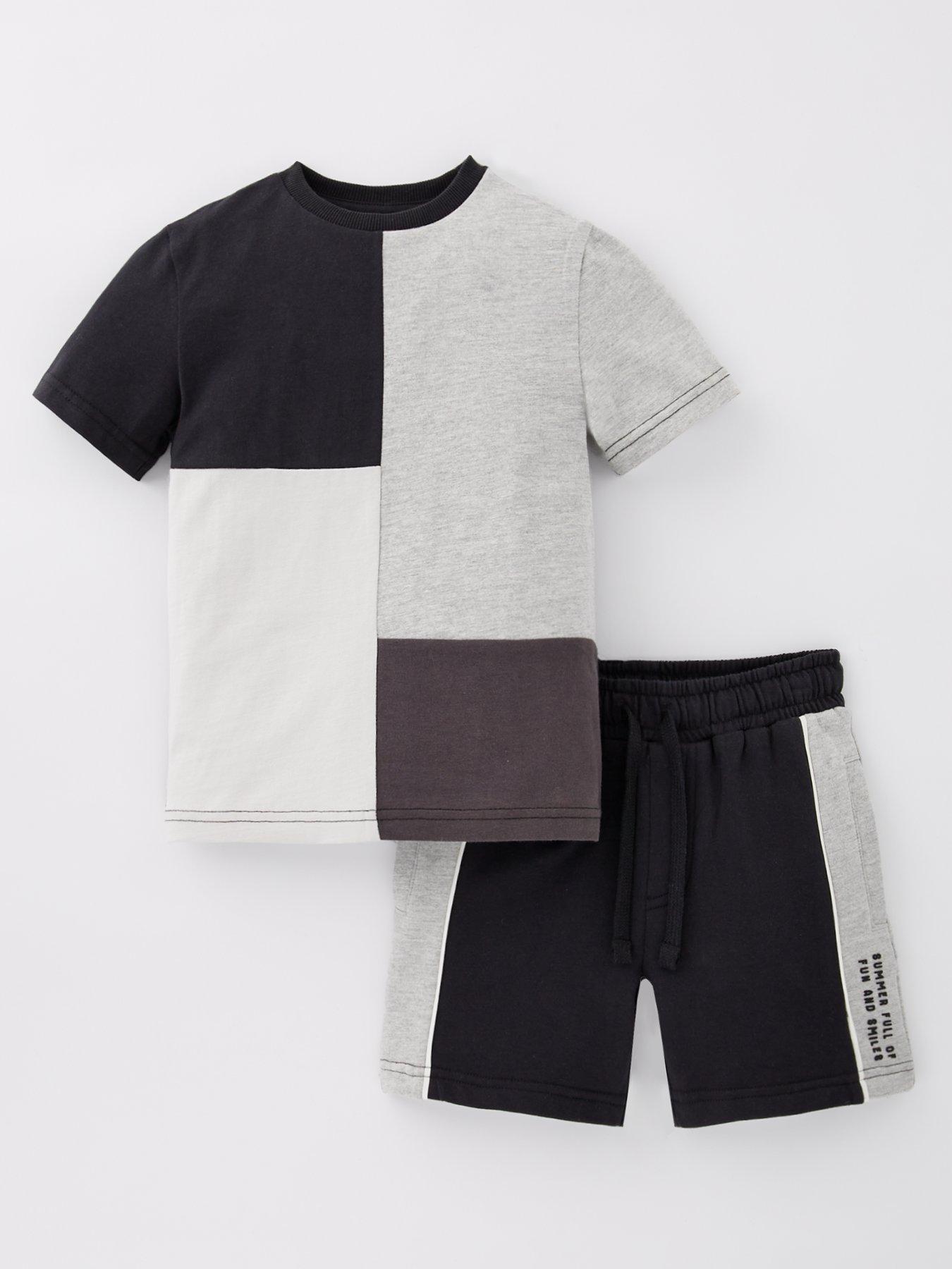Image 1 of 4 of Mini V by Very Boys Mono Cut And Sew T-Shirt And Short Set - Multi