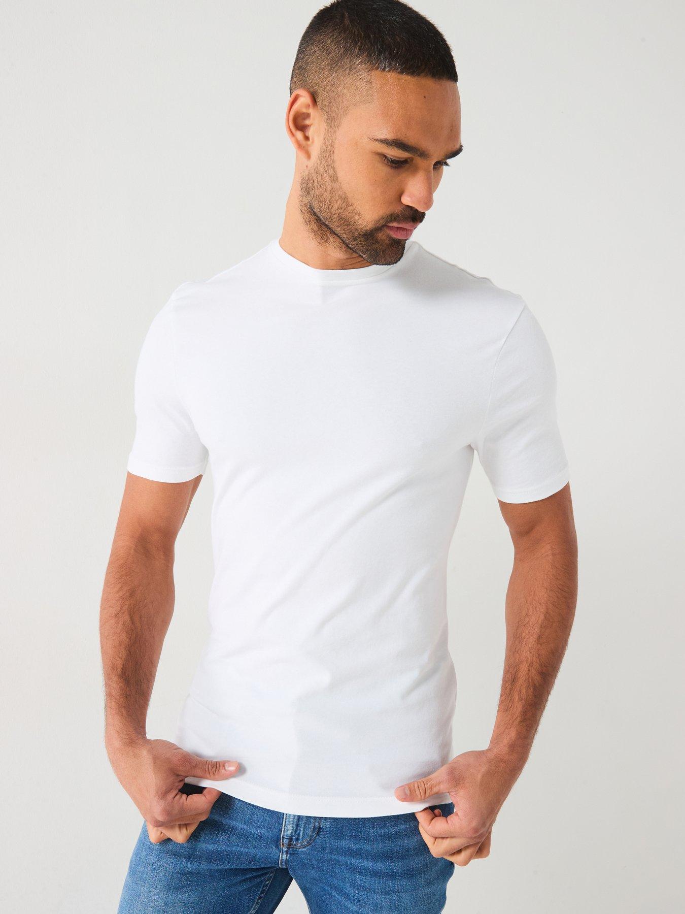 Image 2 of 5 of River Island 3 Pack Muscle Fit T-Shirt - White