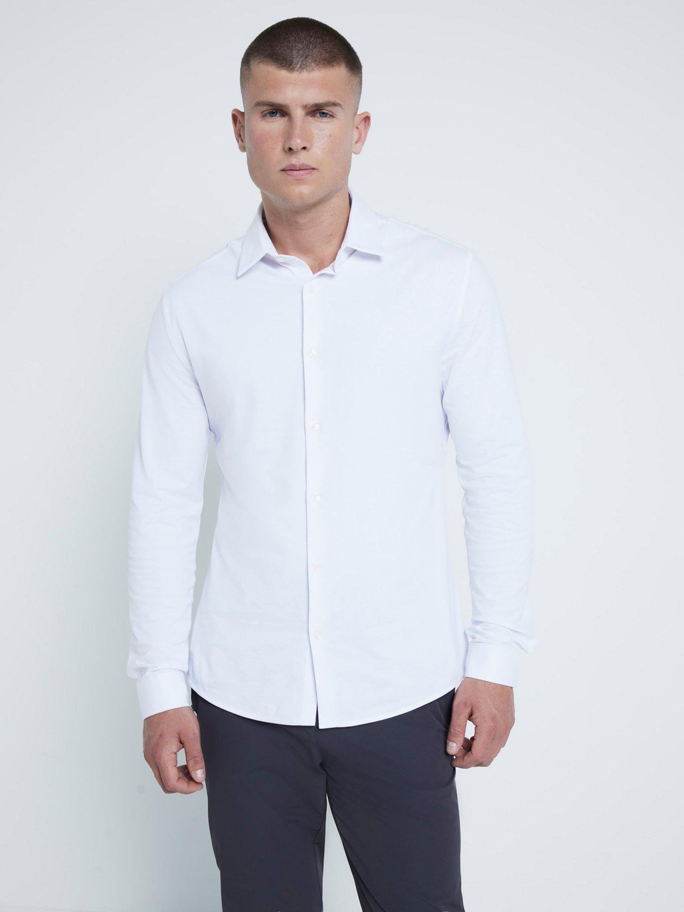undefined Clean Muscle Fit Jersey Shirts - White
