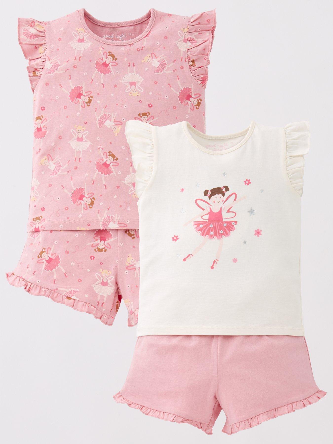 Image 1 of 5 of Mini V by Very Girls 2 Pack Ballerina Shorts Pyjama Set - Multi
