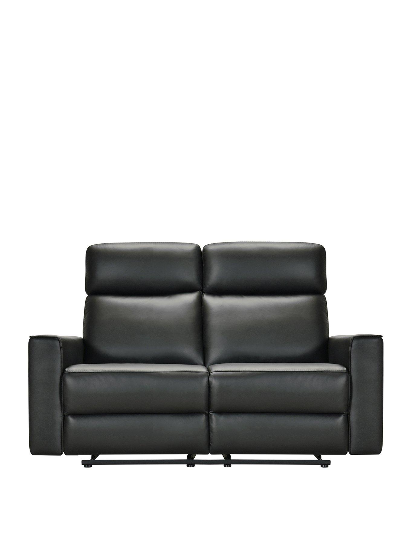 Product photograph of Very Home Luna Leather 2 Seater Manual Reclining Sofa from very.co.uk