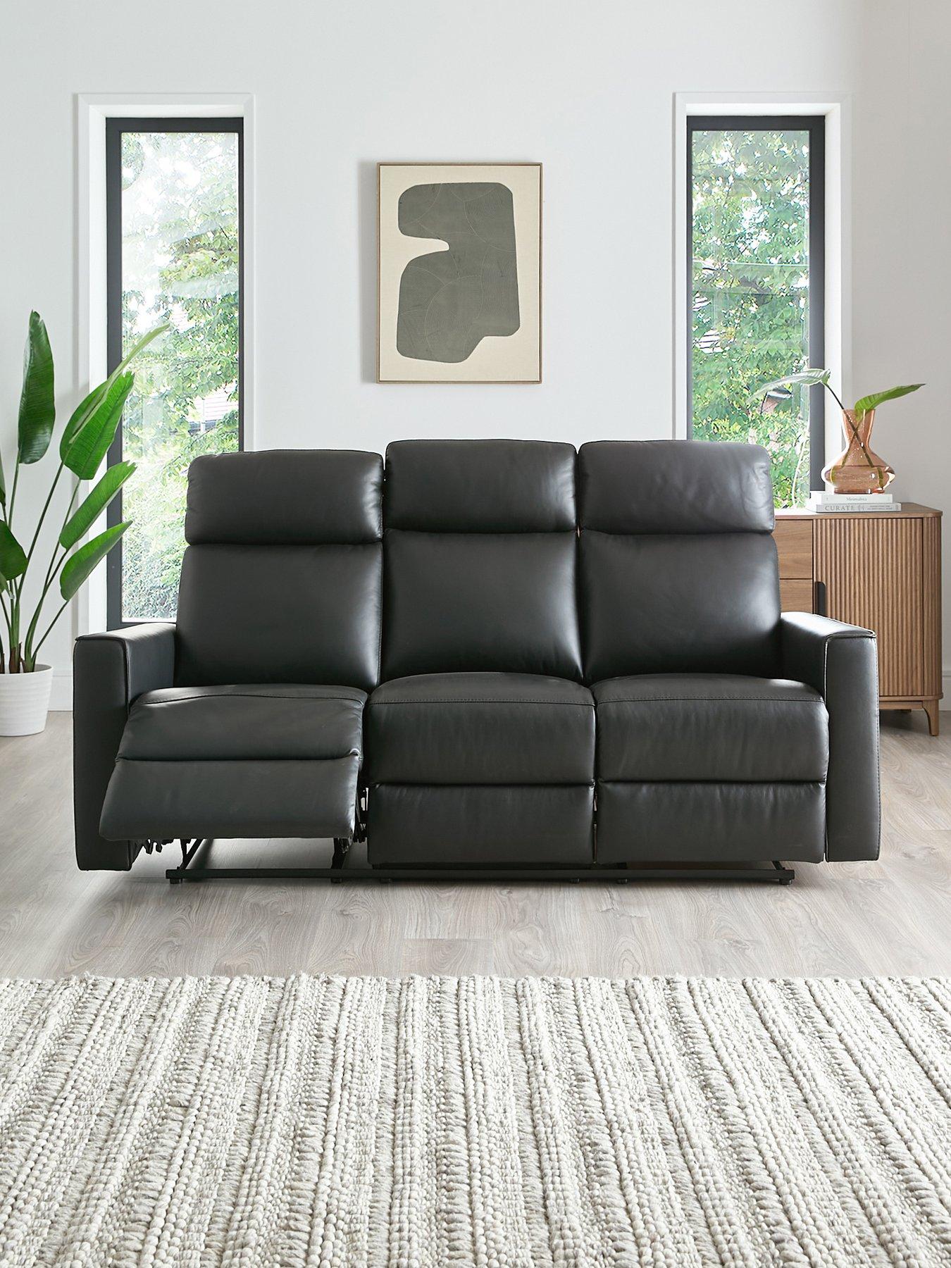 The Very Collection Luna Leather 3 Seater Manual Reclining Sofa