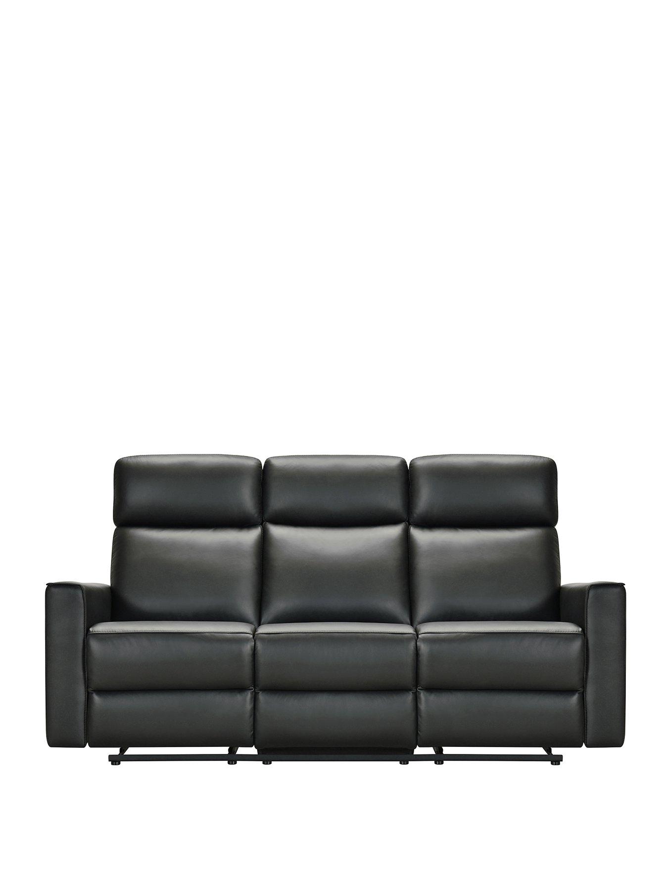 Product photograph of Very Home Luna Leather 3 Seater Manual Reclining Sofa from very.co.uk