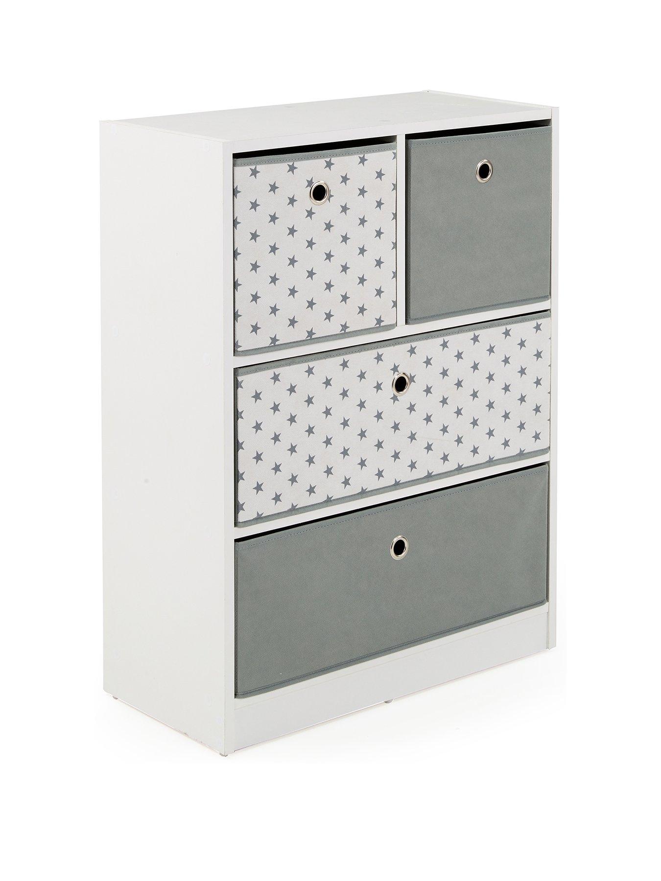 The Very Collection 2 + 2 Cube Storage Unit with Boxes in Grey/Stars ...
