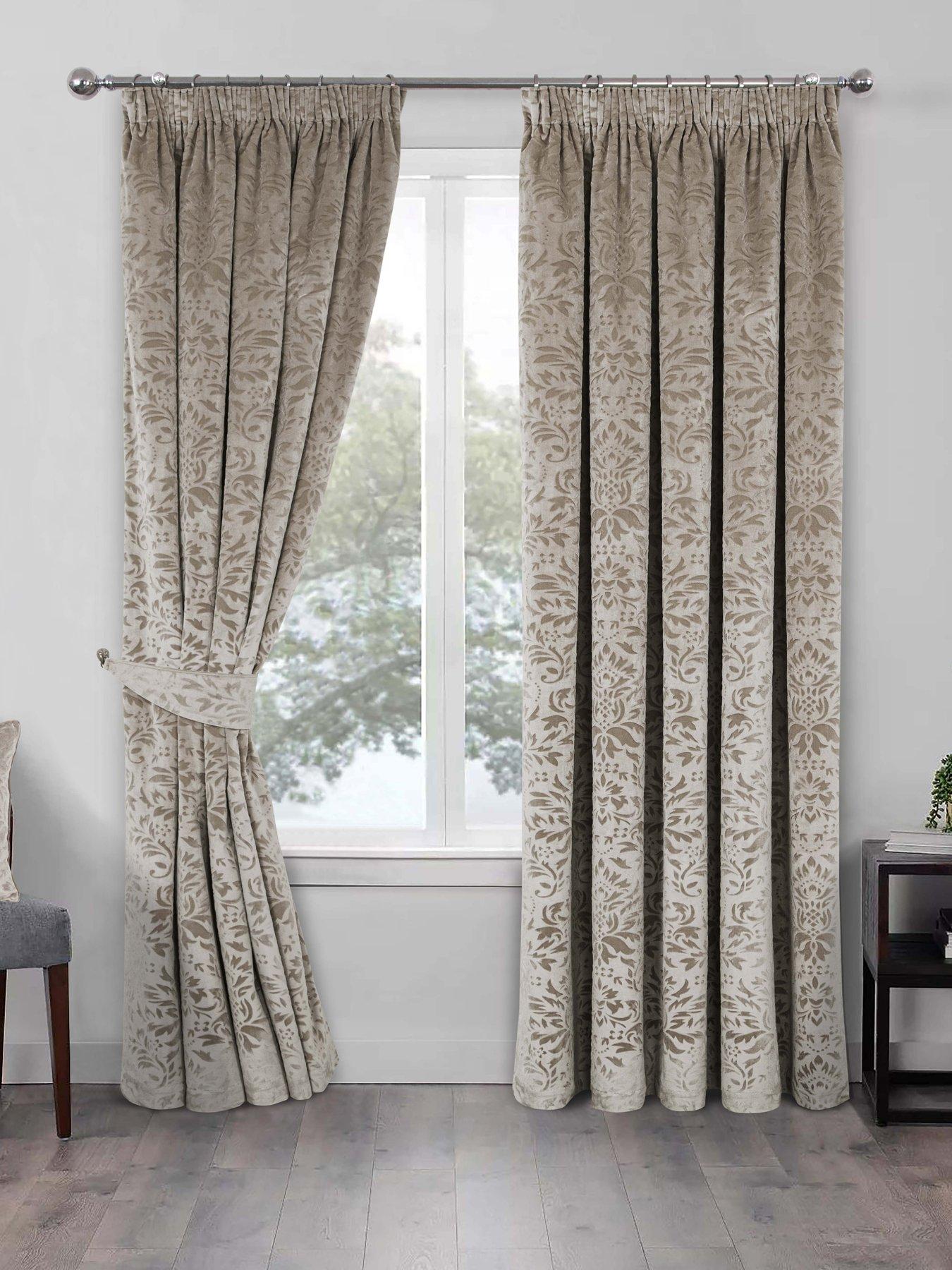 Product photograph of Taylor Velour Thermal Interlined Pencil Pleat Curtains from very.co.uk