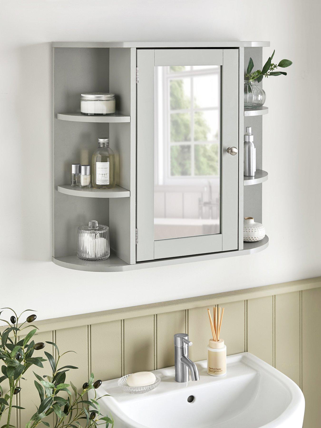 undefined Avalon Mirrored Bathroom Wall Cabinet - Grey - FSC® Certified