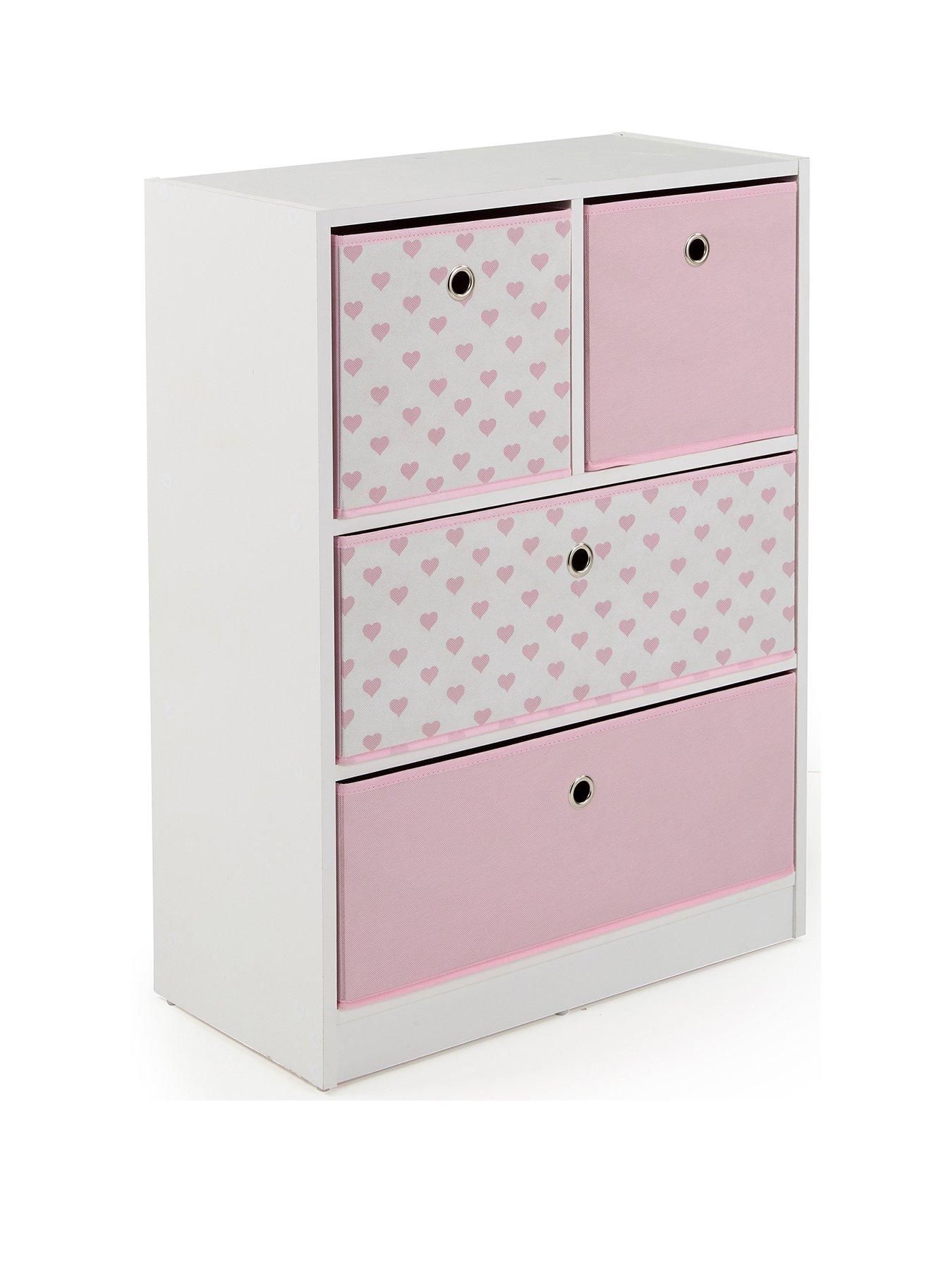 Image 3 of 6 of Very Home Cube 2 +&nbsp;2 Storage Unit with&nbsp;Boxes -&nbsp;Pink Hearts&nbsp;- FSC&reg; Certified