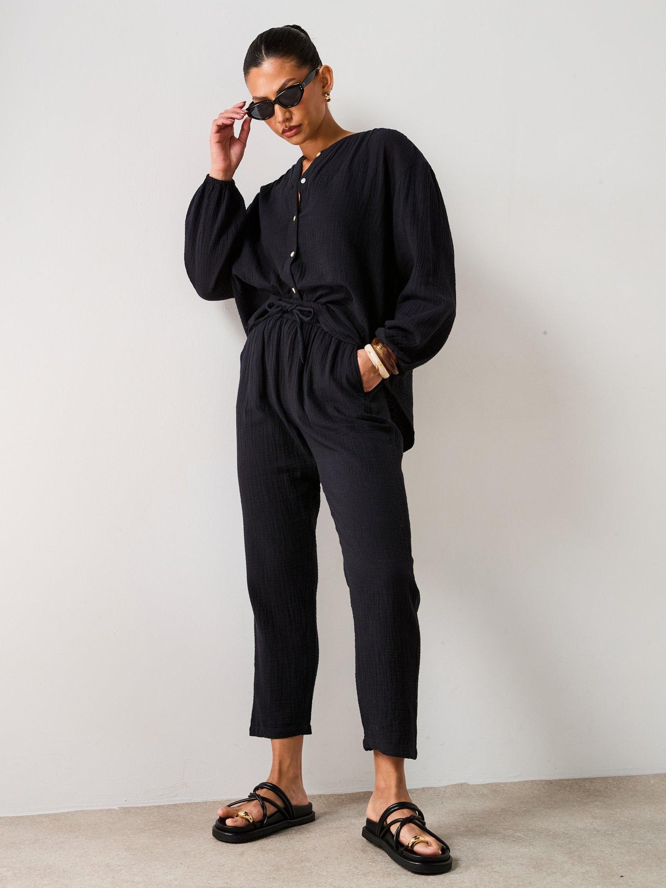 Image 3 of 6 of V by Very Crinkle Joggers - Black&nbsp;