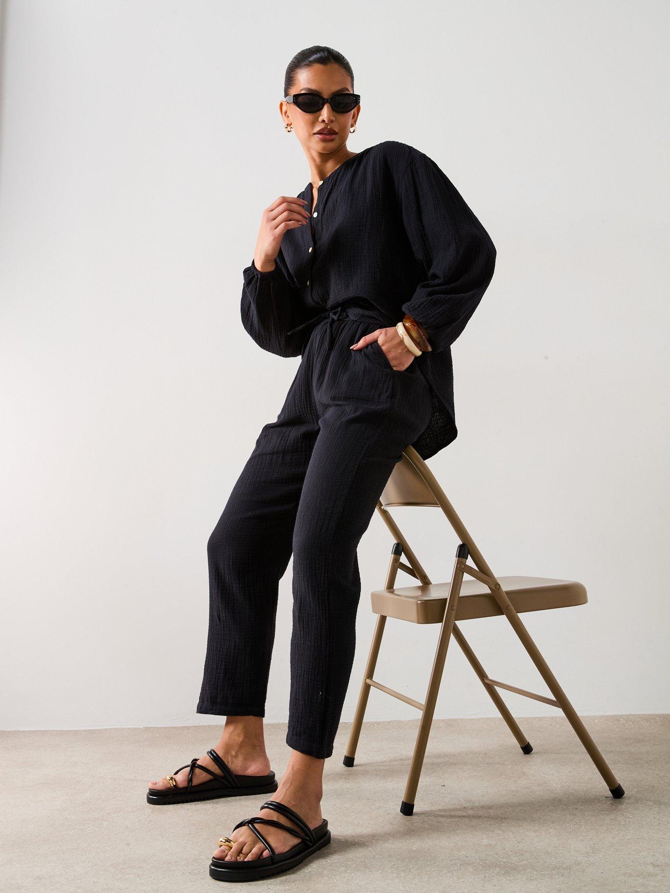 Image 4 of 6 of V by Very Crinkle Joggers - Black&nbsp;