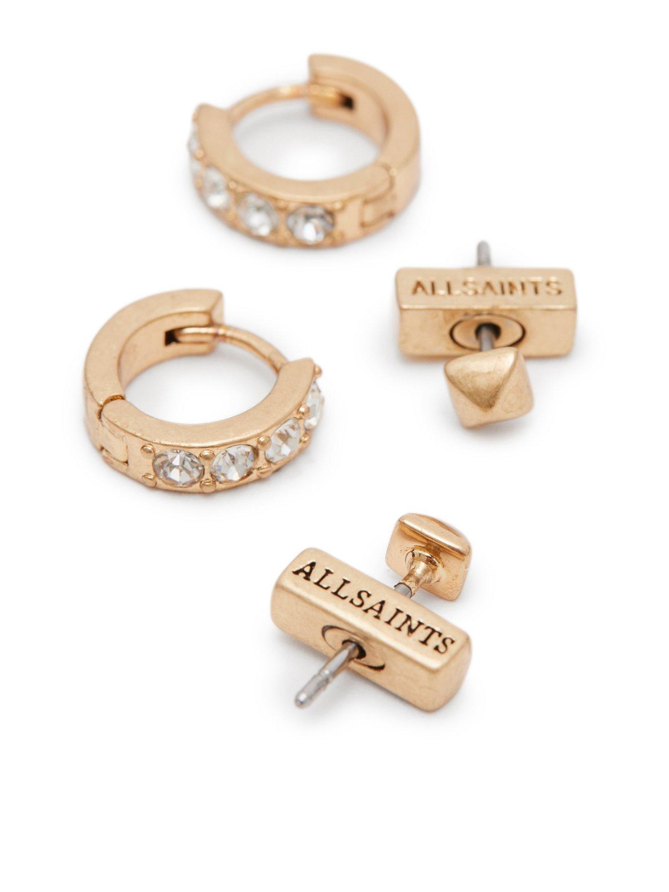 Product photograph of Allsaints Mini Huggie Set Earrings from very.co.uk