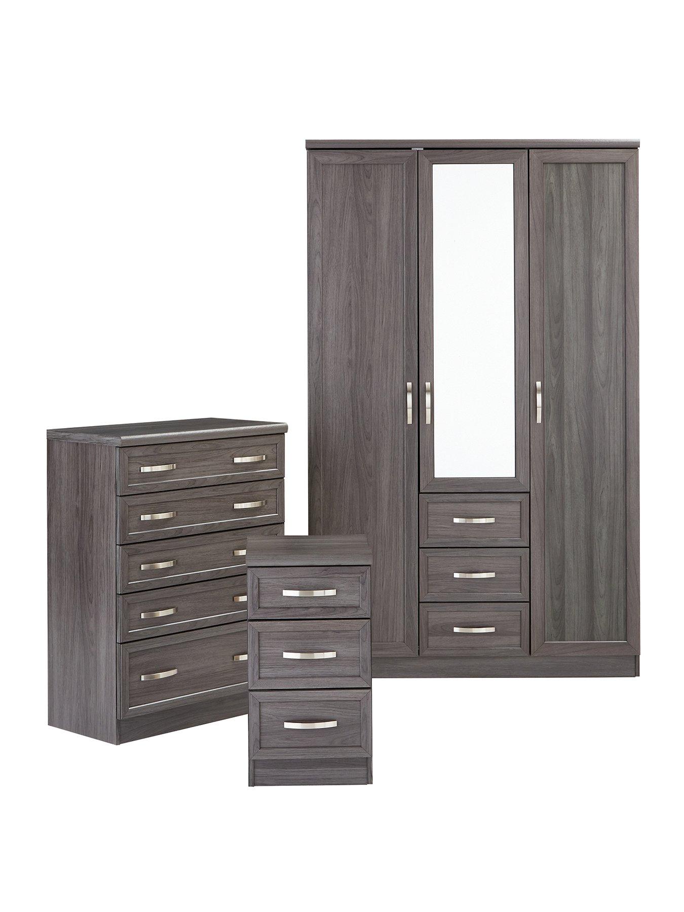 Image 2 of 7 of Very Home Camberley 3 Piece Package - 3 Door, 3 Drawer Mirrored Wardrobe, 5 Drawer Chest and&nbsp;3 Drawer Bedside Chest