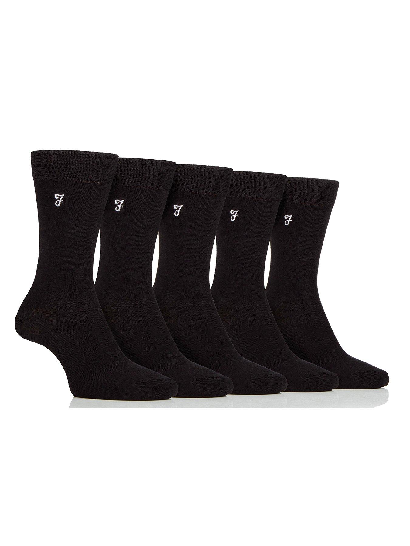 Image 1 of 2 of Farah 5 Pack Bamboo Plain Socks - Black