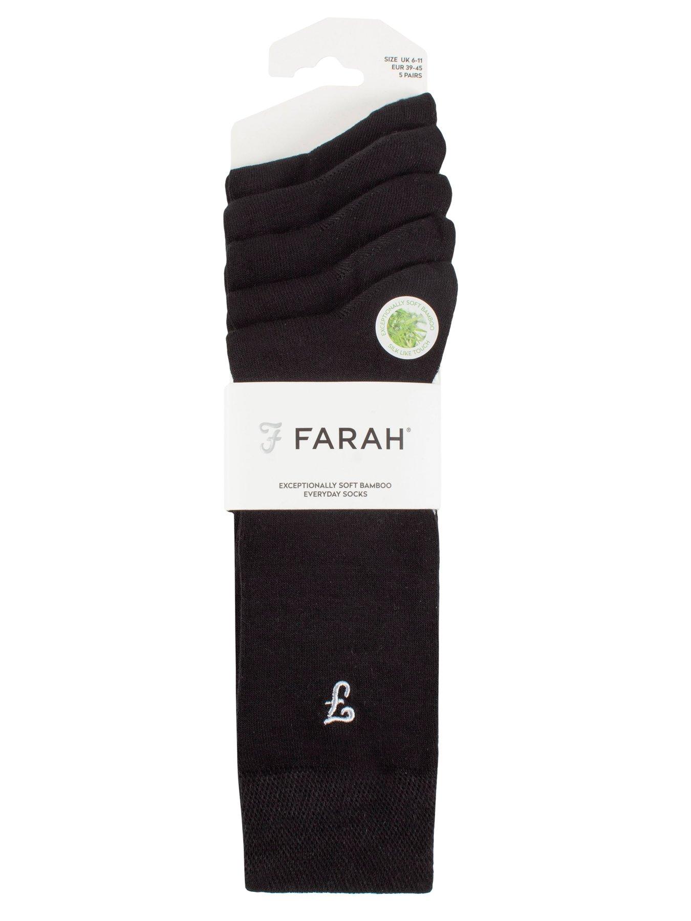 Image 2 of 2 of Farah 5 Pack Bamboo Plain Socks - Black