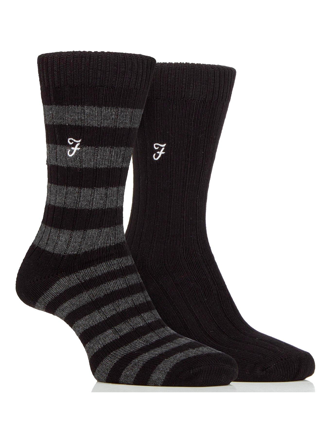 Farah 2 Pack Bamboo Boot Socks - Black