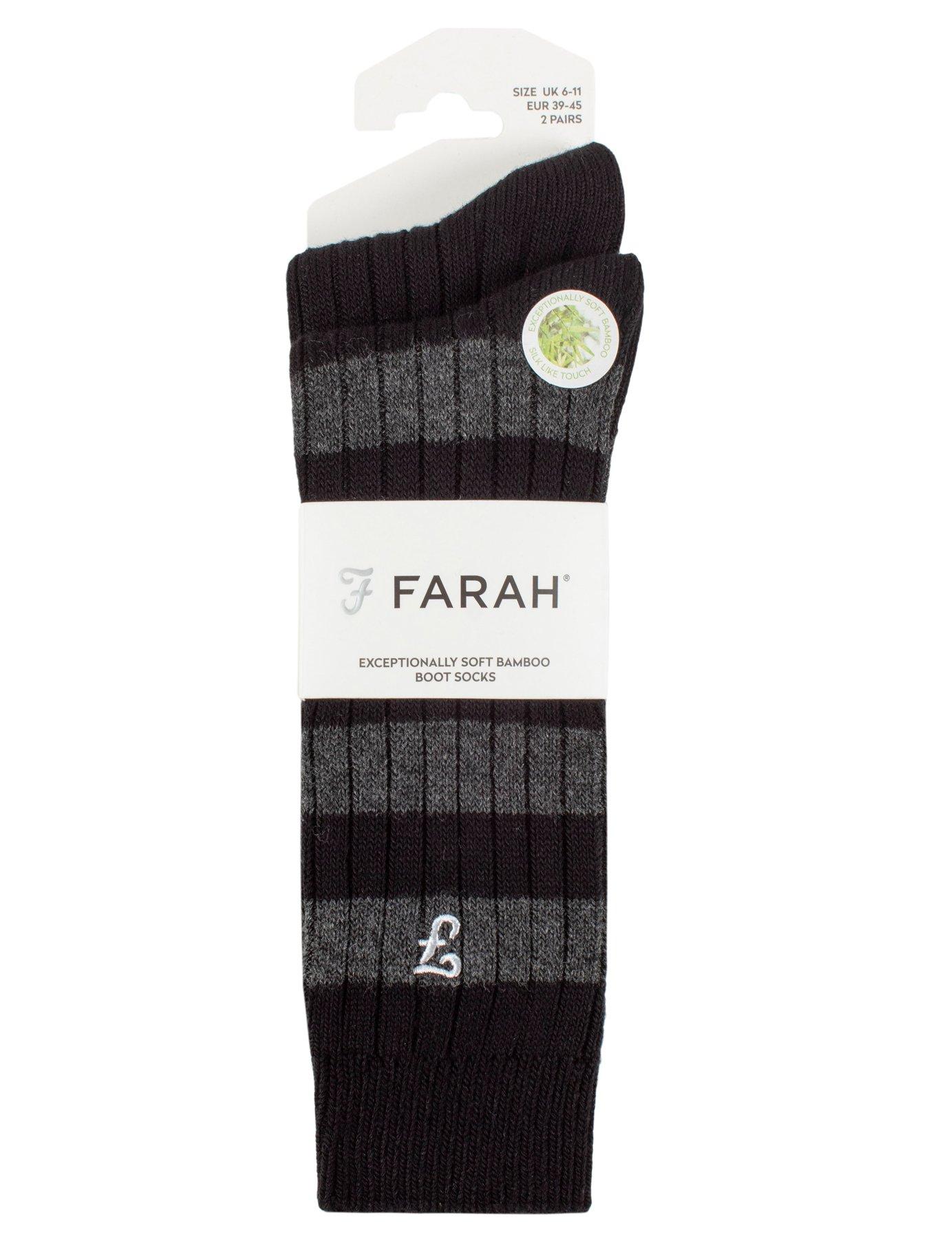 Image 2 of 2 of Farah 2 Pack Bamboo Boot Socks - Black