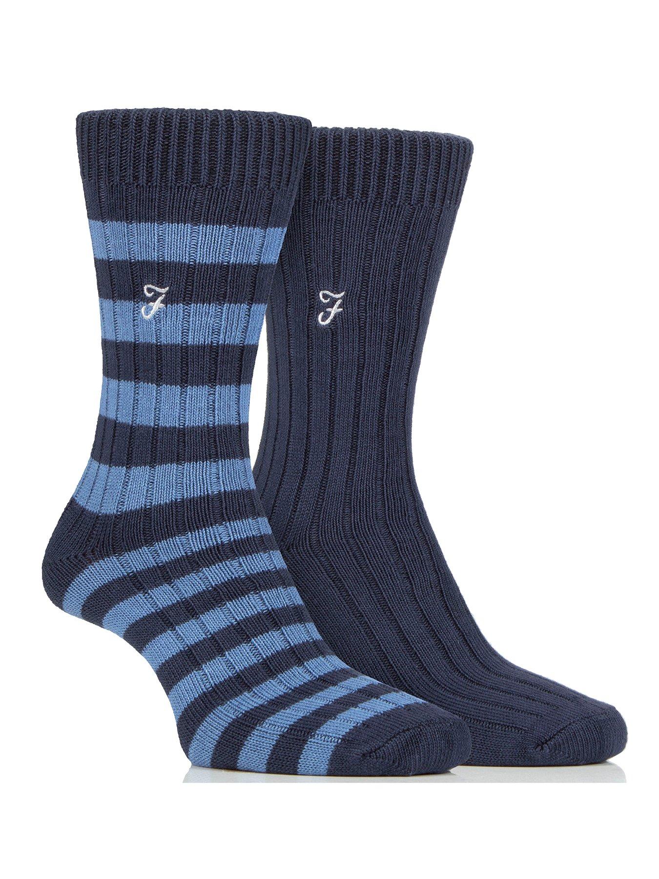 Farah 2 Pack Bamboo Boot Socks - Blue