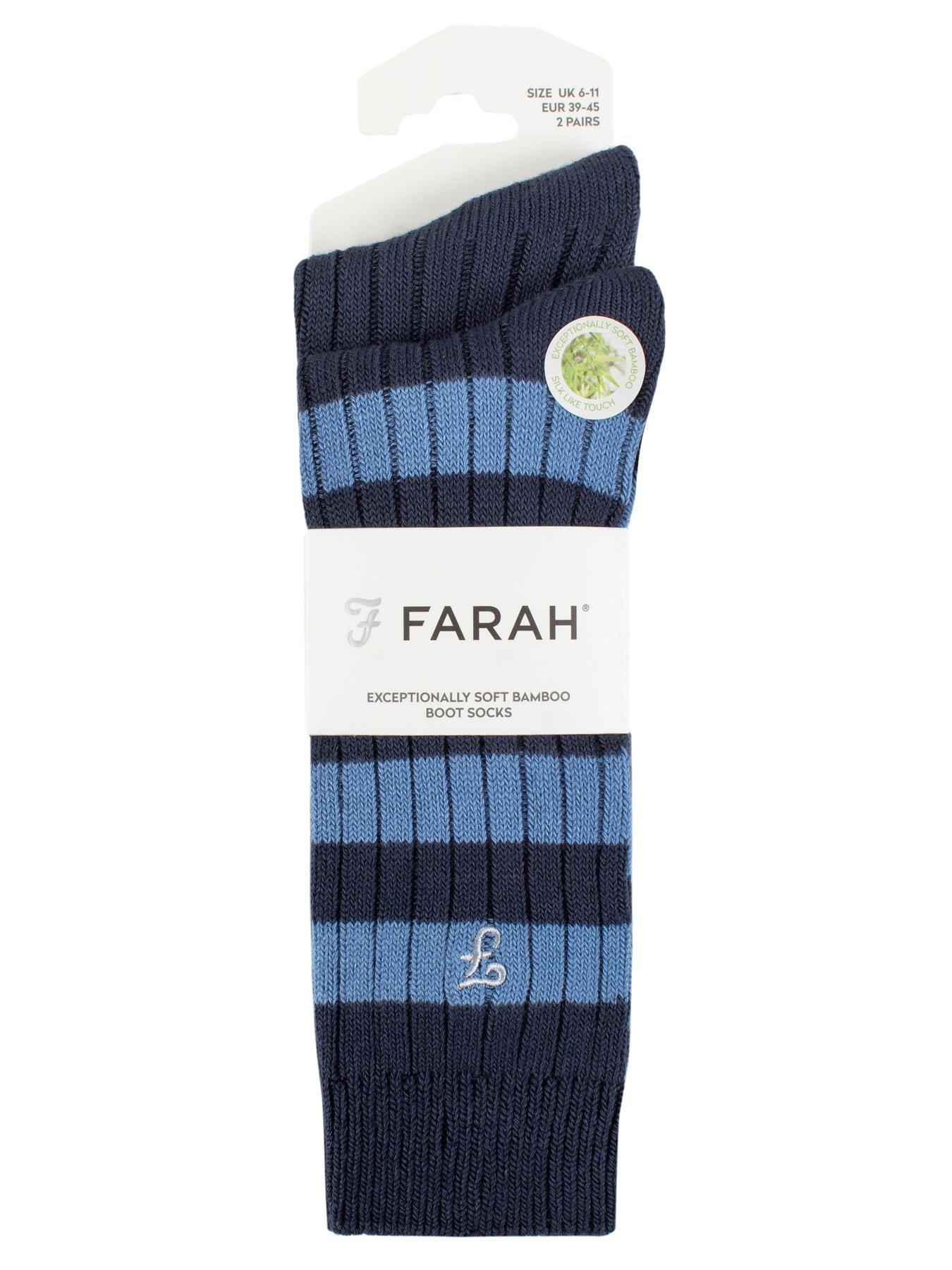 Image 2 of 2 of Farah 2 Pack Bamboo Boot Socks - Blue