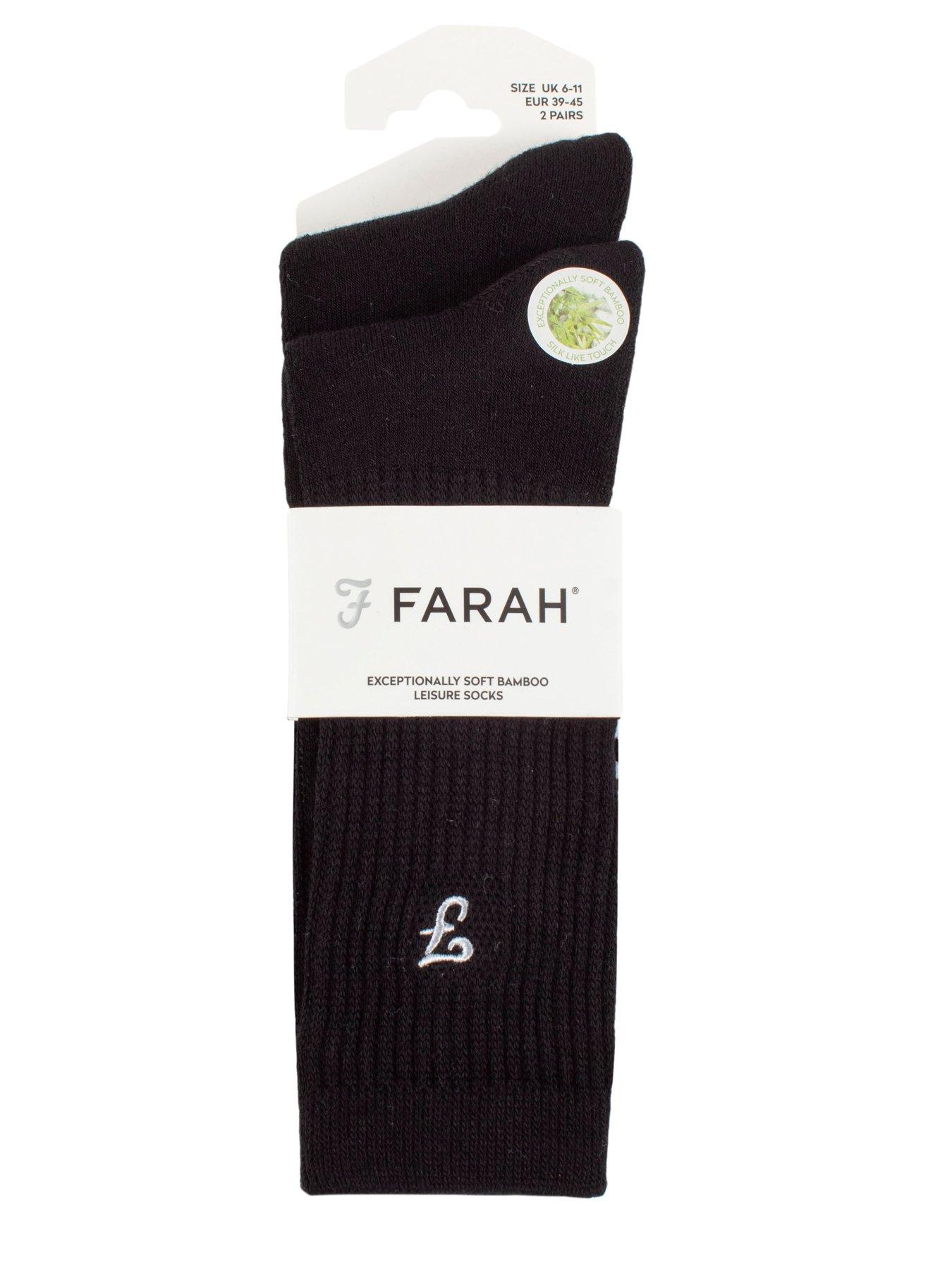Image 2 of 2 of Farah 2 Pack Bamboo Leisure Socks - Black