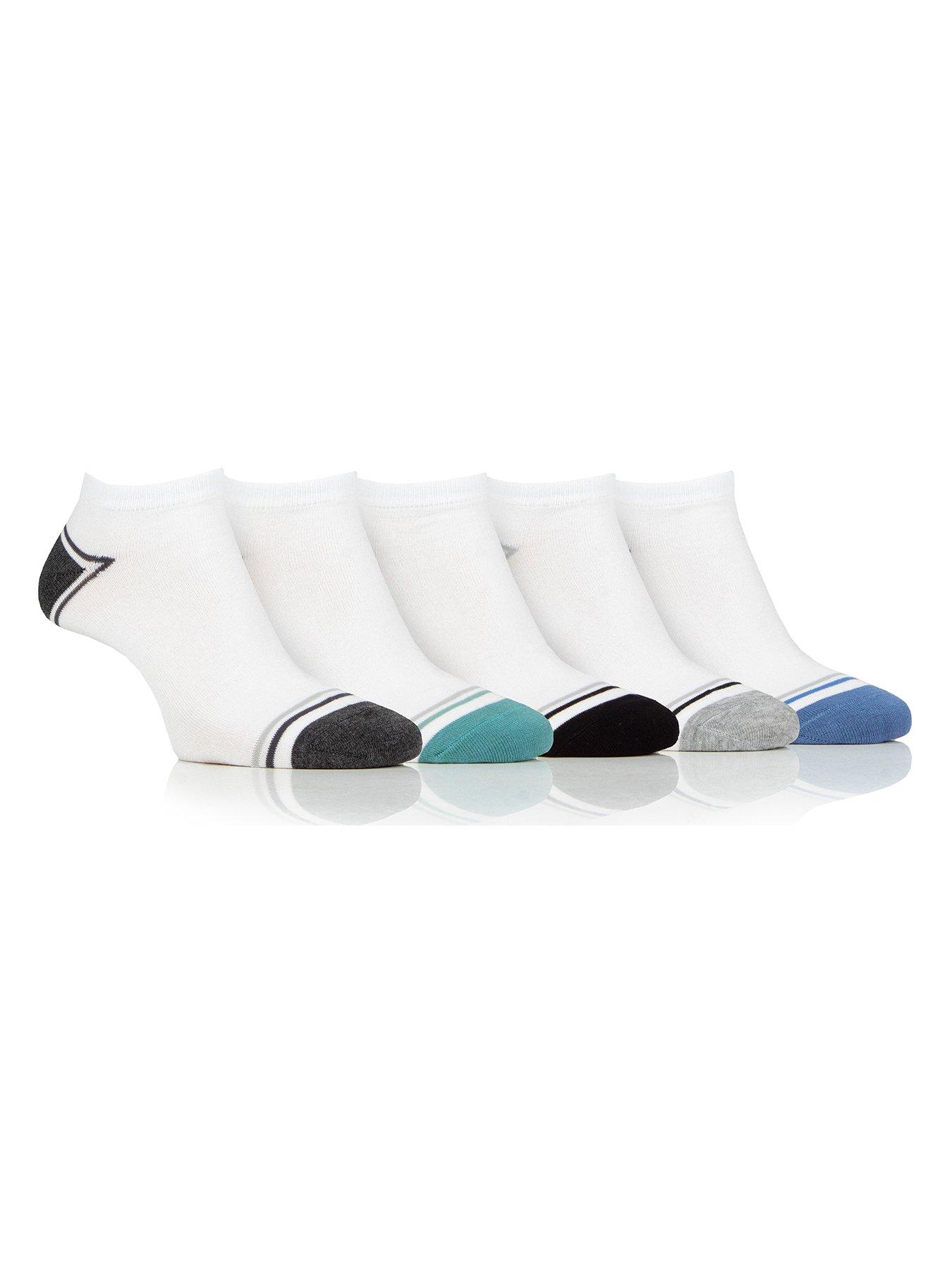 Farah 5 Pack Bamboo Plain Trainer Socks - White