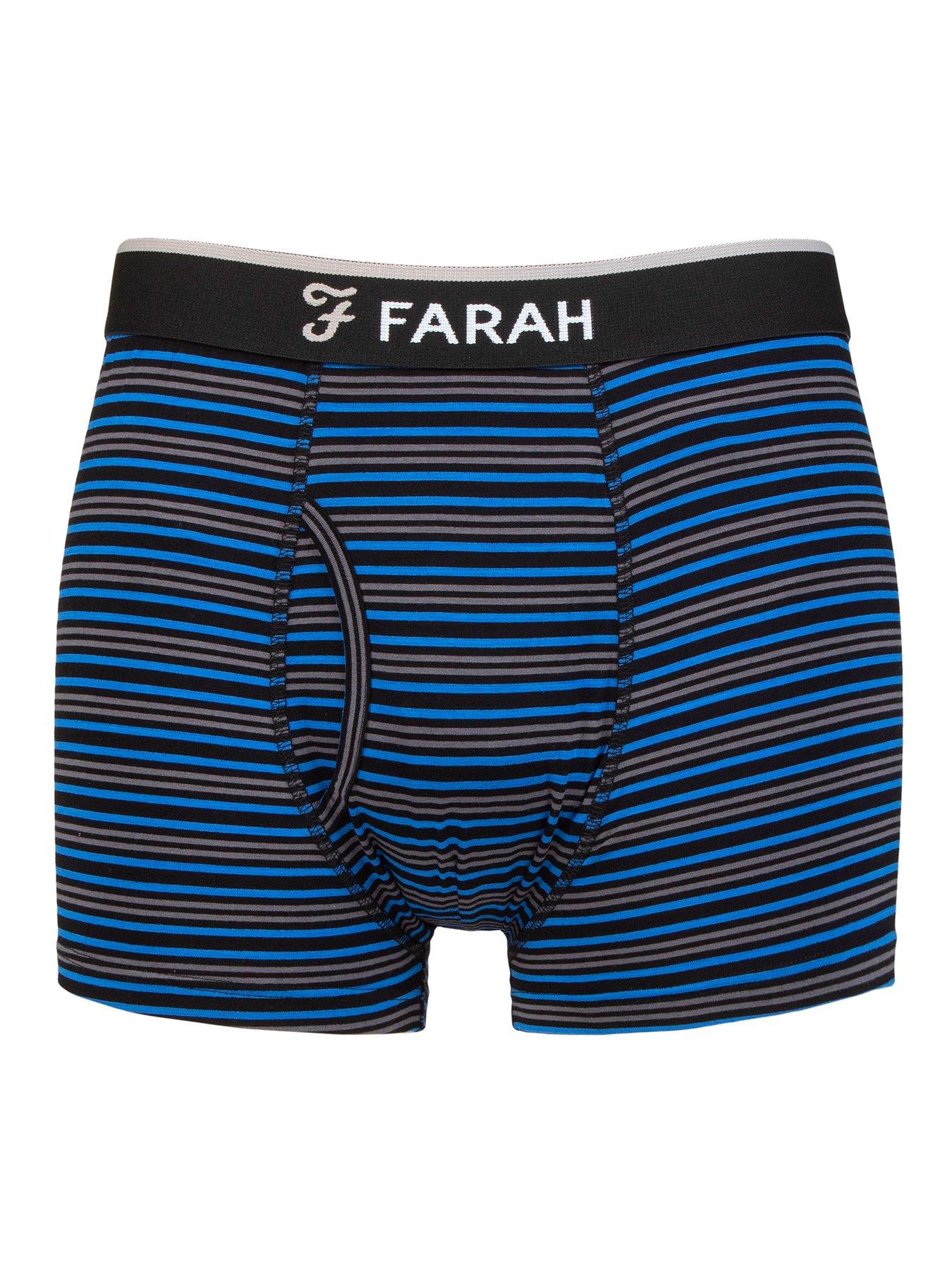 Farah 2 Pack Classic Bamboo Striped Trunks - Black/Blue