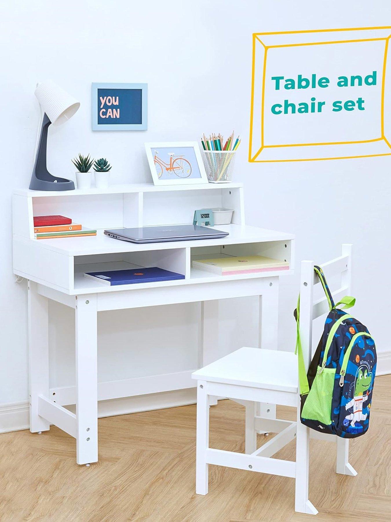 Product photograph of Teamson Kids Fantasy Fields Kids Wooden Desk Chairs Set With Storage from very.co.uk