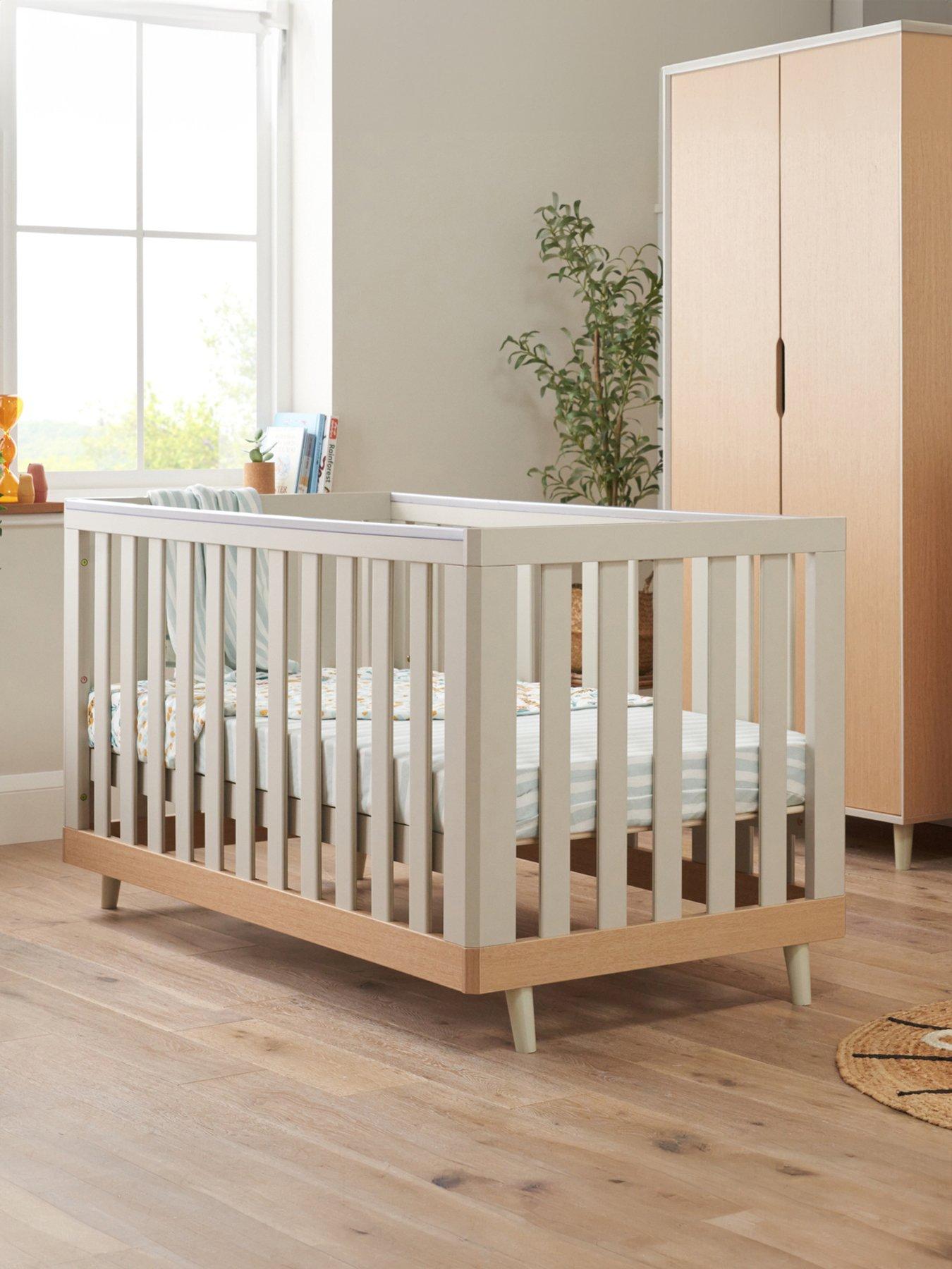 undefined Hygge Cot Bed - Light Oak/White Sand