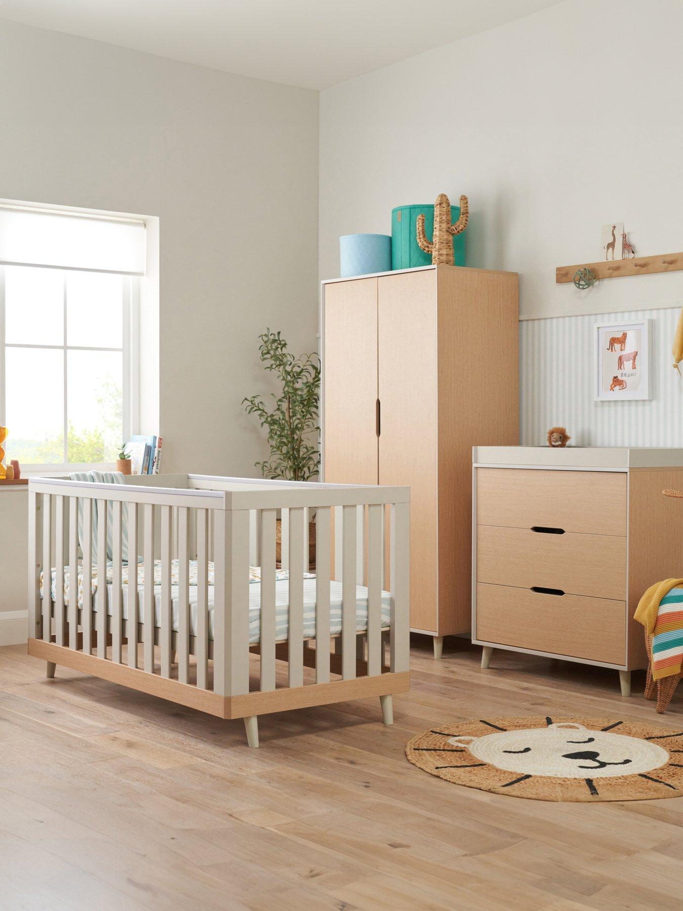 undefined Hygge 3pc Room Set - Light Oak/White Sand - inc Sprung Mattress