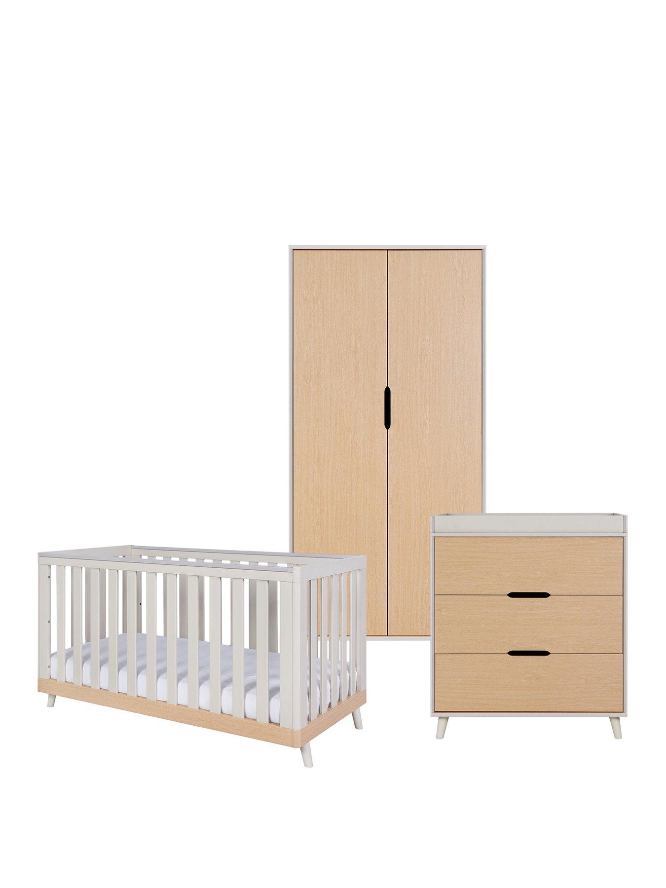 Image 2 of 7 of Tutti Bambini Hygge 3pc Room Set - Light Oak/White Sand - inc Sprung Mattress