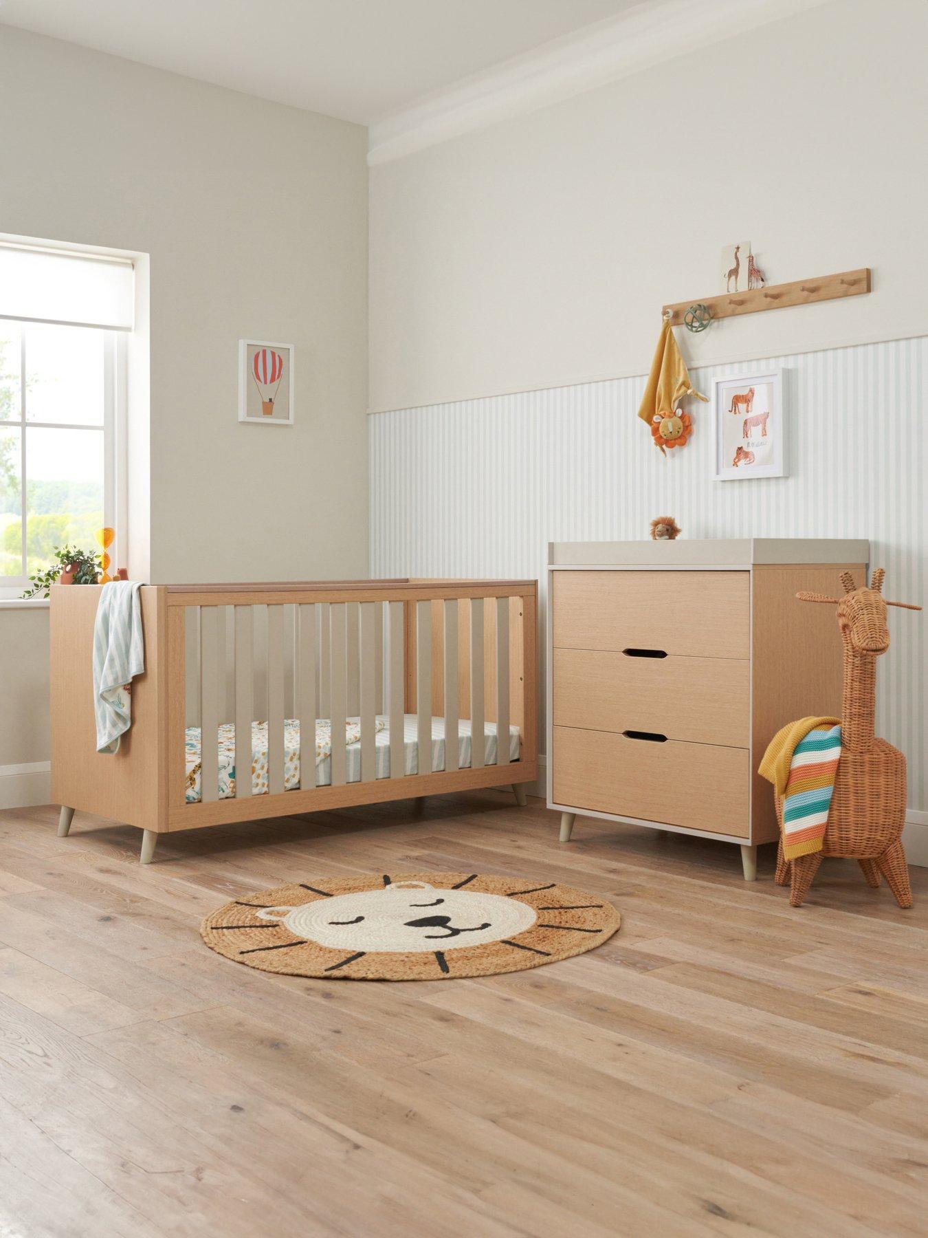 Product photograph of Tutti Bambini Fika 2pc Room Set - Light Oak White Sand - Inc Sprung Mattress from very.co.uk