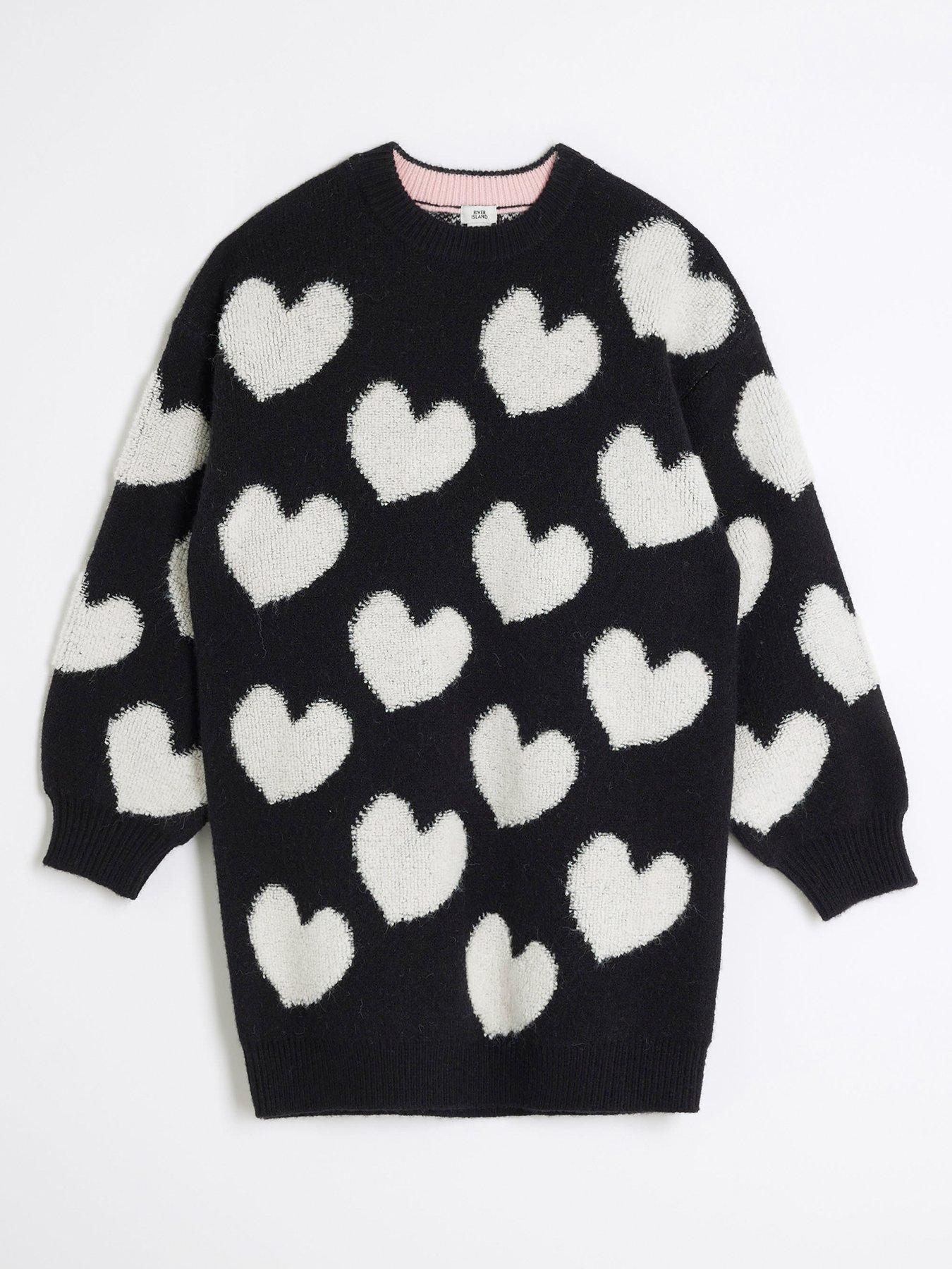 River Island Older Girl Heart Jumper Dress - Black | Very
