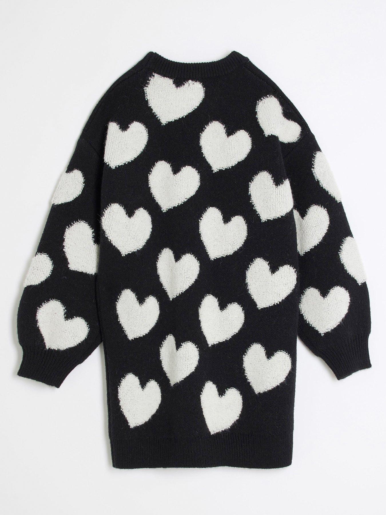 River Island Older Girl Heart Jumper Dress - Black | Very