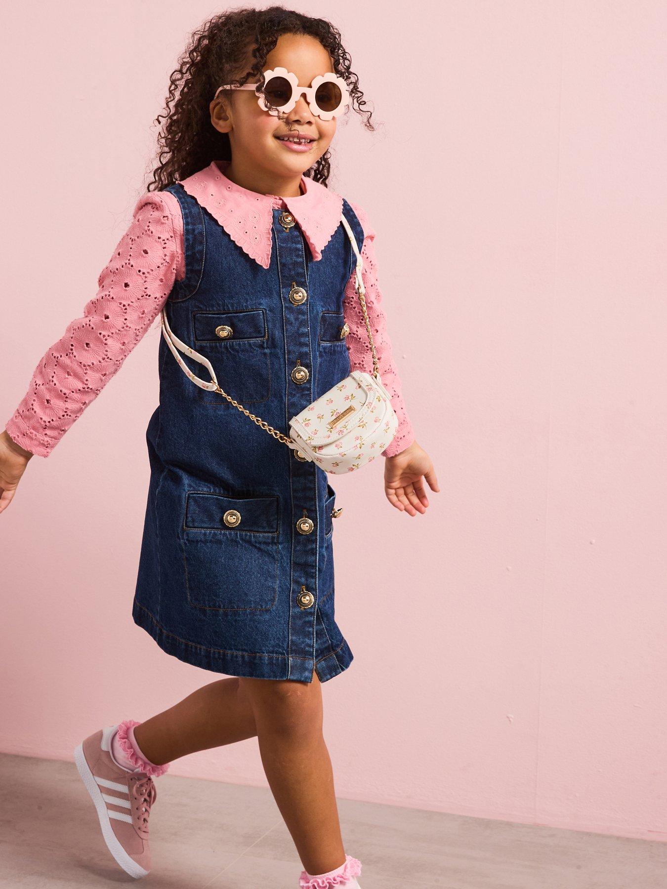 undefined Girls Denim Button Shift Dress - Blue
