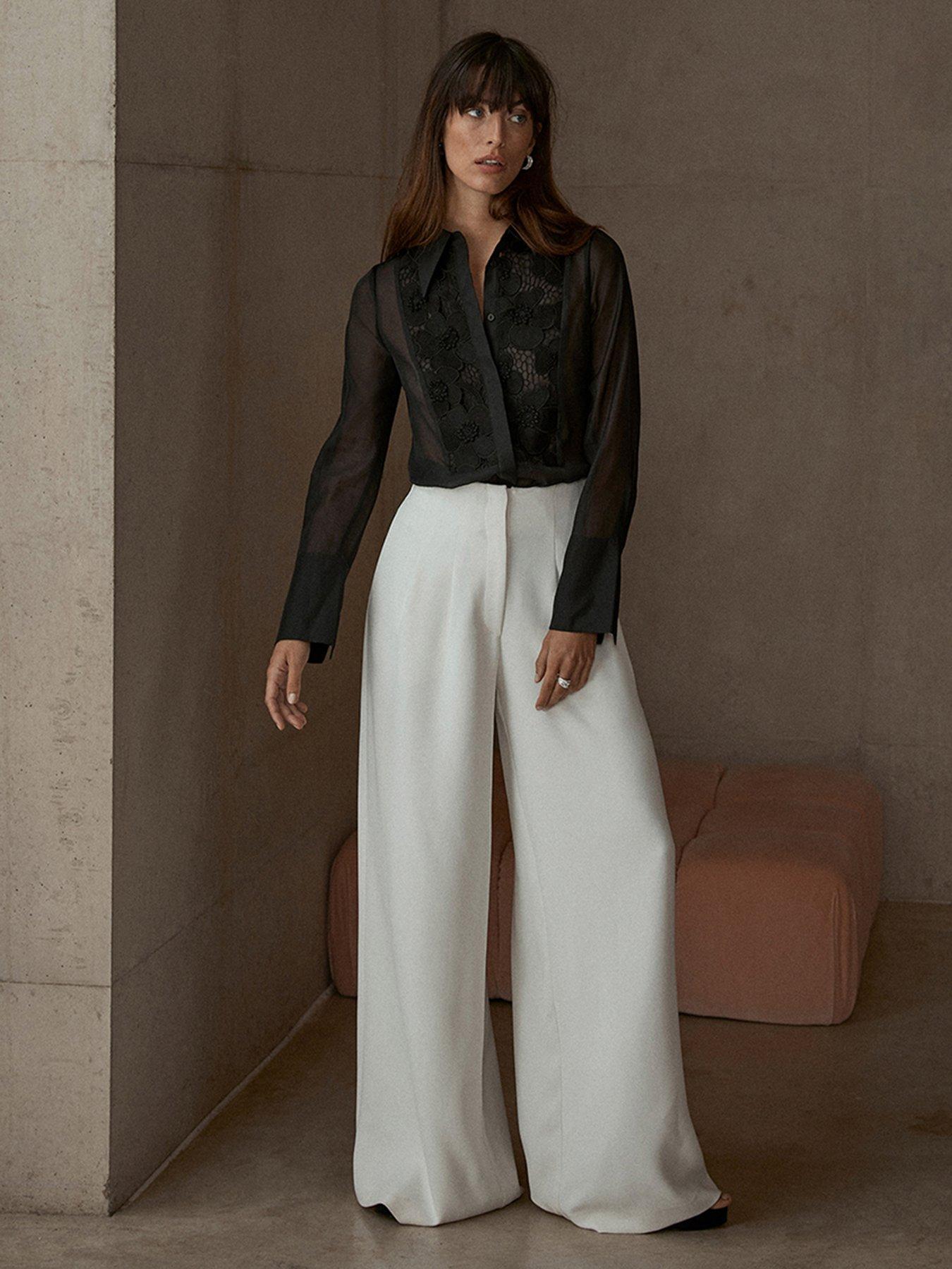 Silk Boot Cut Trousers - Ivory