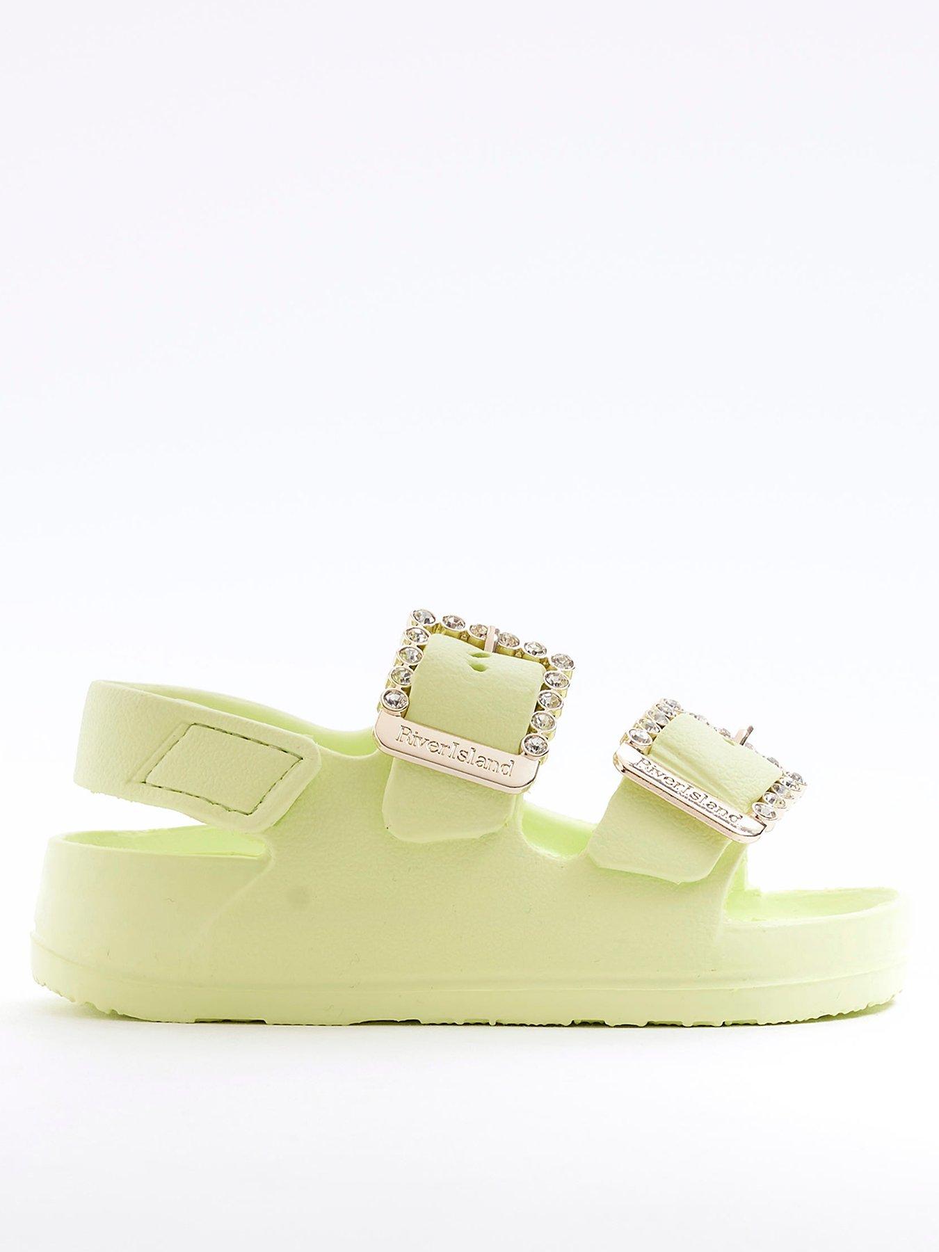River Island Mini Girls Double Buckle Sandals - Lime Green