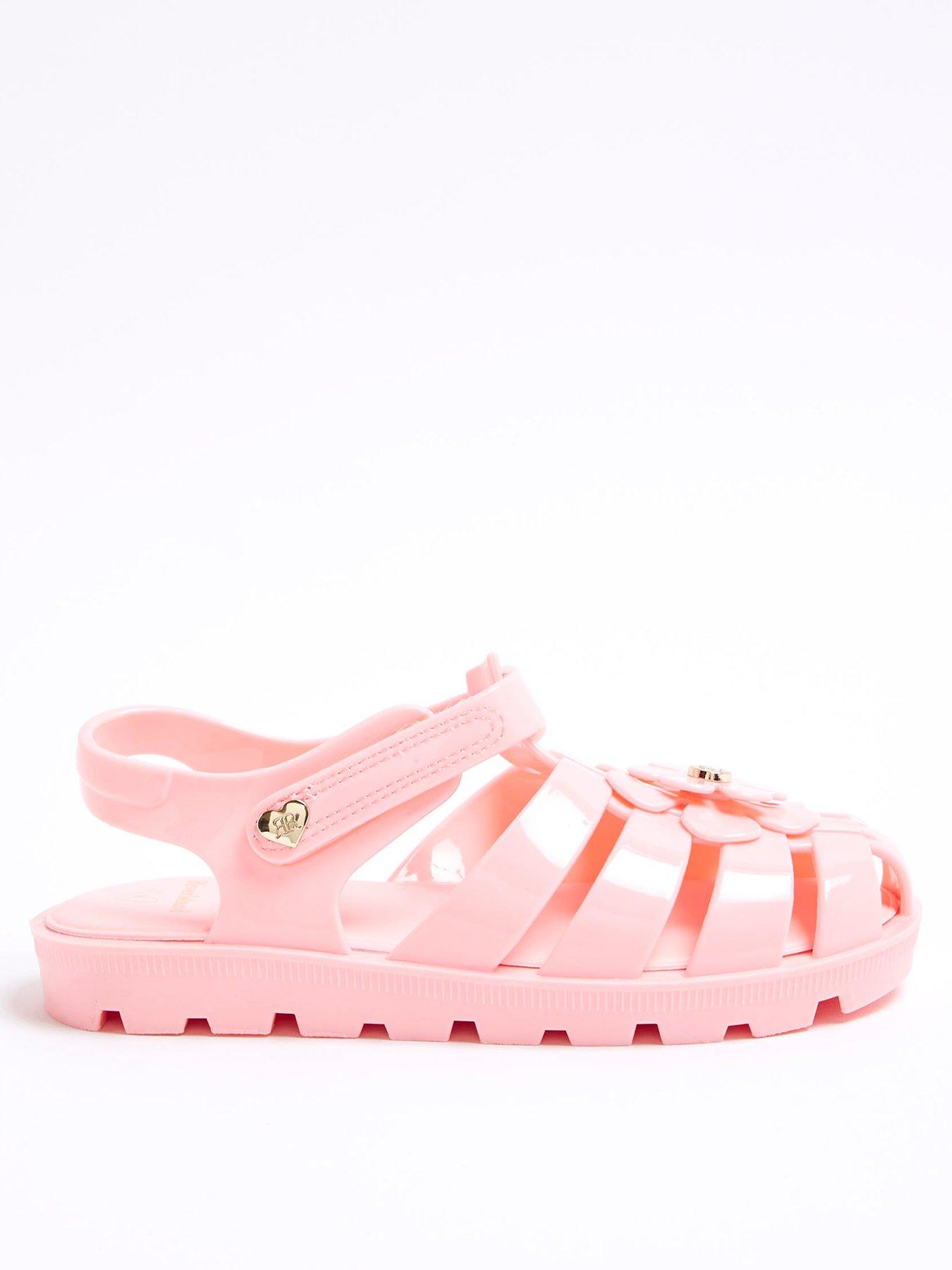 undefined Mini Girls Floral Jelly Sandals - Light Pink