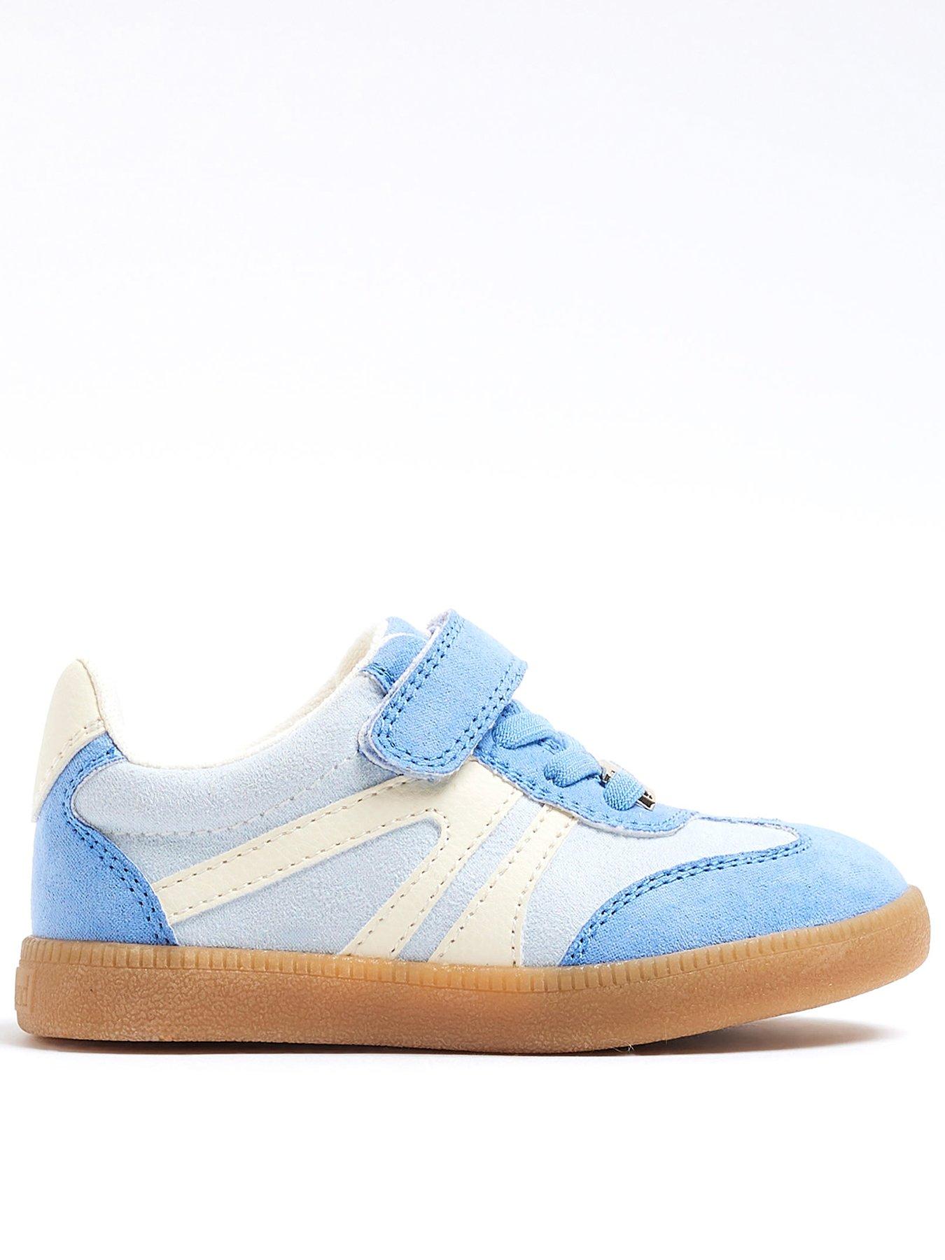 undefined Girls Suedette Velcro Trainers - Light Blue
