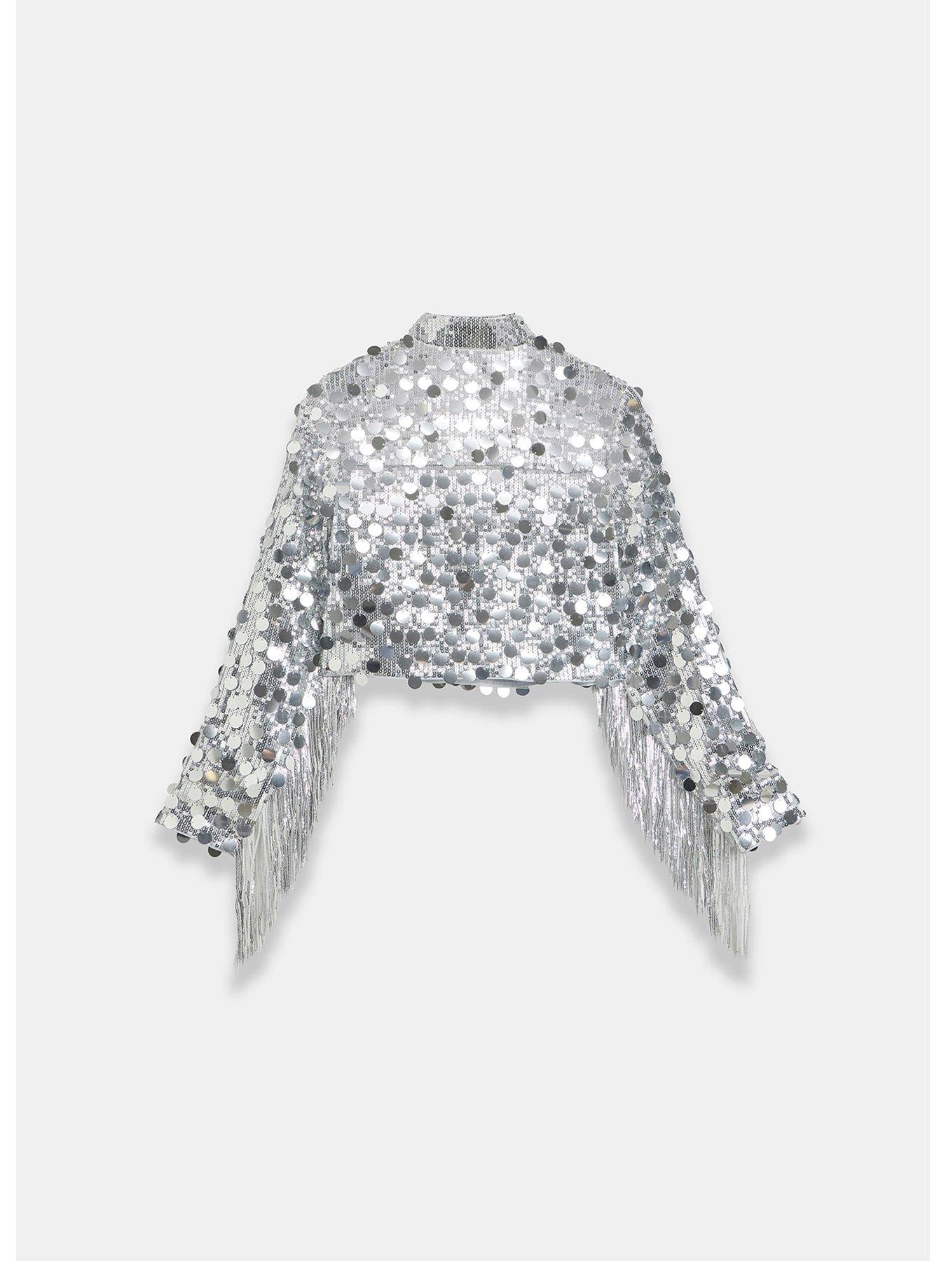 Silver sequin shrug next hot sale